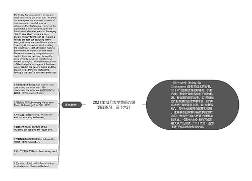 2021年12月大学英语六级翻译练习：三十六计