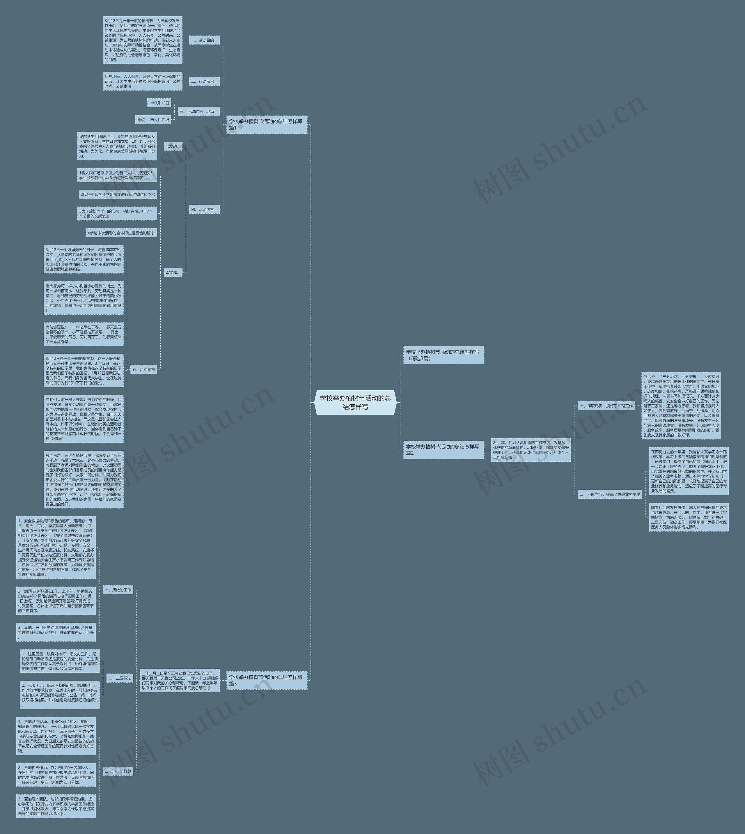 学校举办植树节活动的总结怎样写思维导图