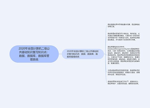 2020年全国计算机二级公共基础知识复习知识点：数据、数据库、数据库管理系统