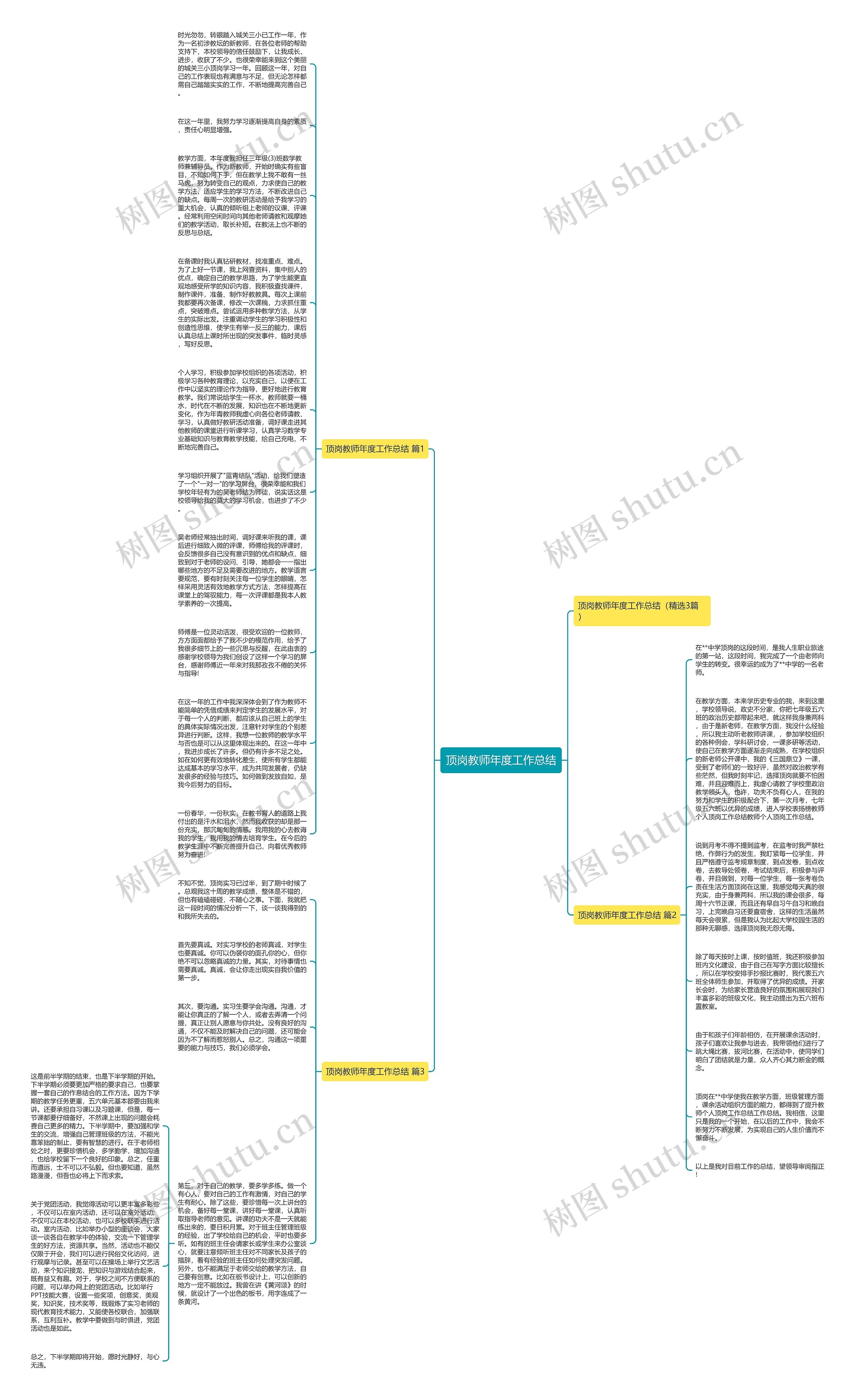 顶岗教师年度工作总结思维导图