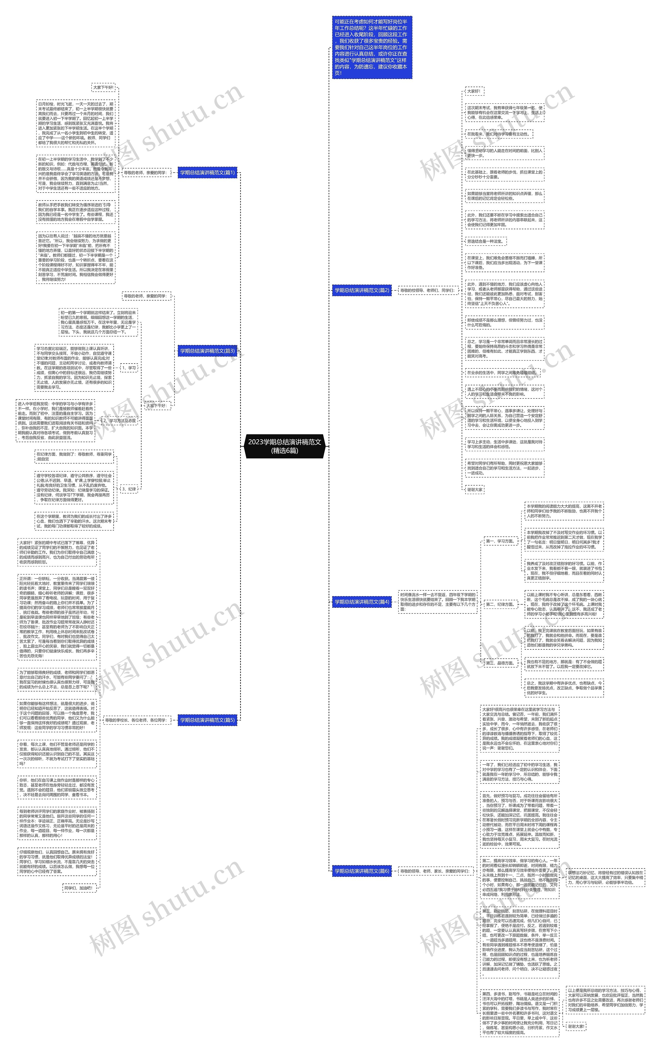 2023学期总结演讲稿范文(精选6篇)思维导图