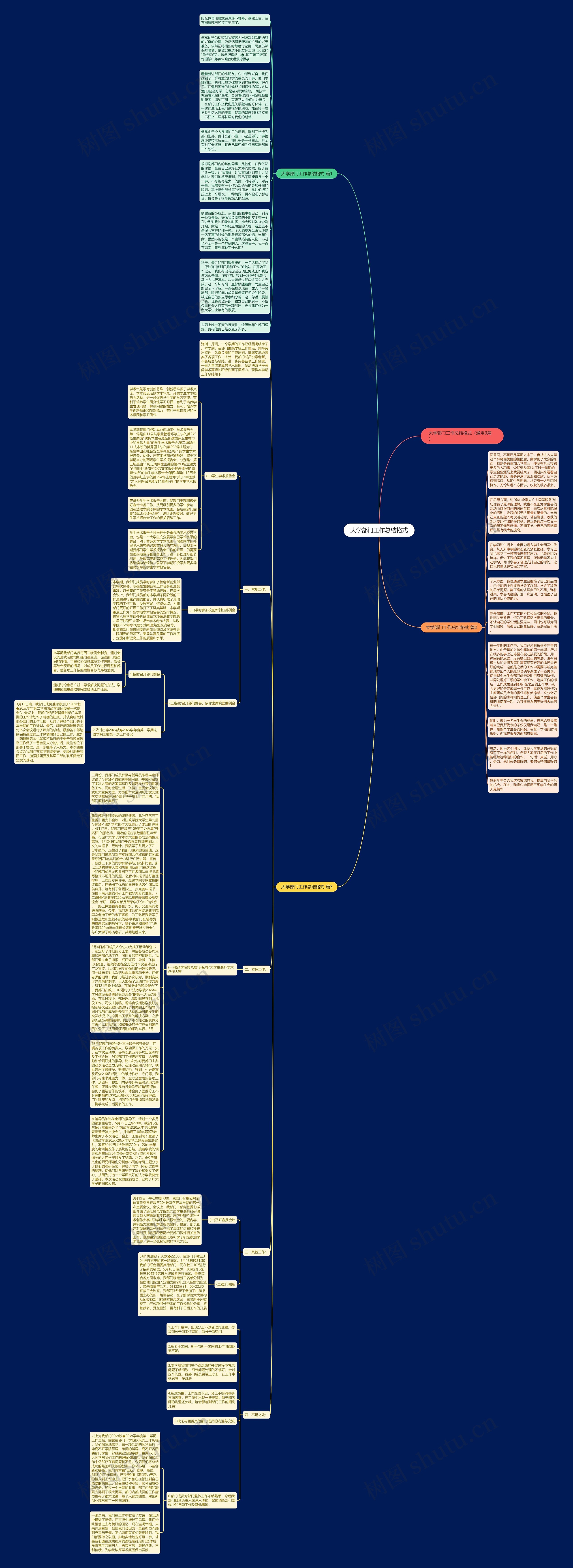大学部门工作总结格式思维导图