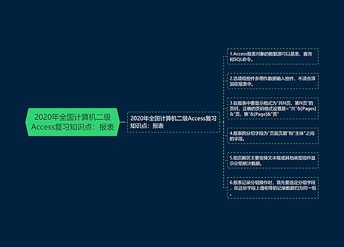 2020年全国计算机二级Access复习知识点：报表