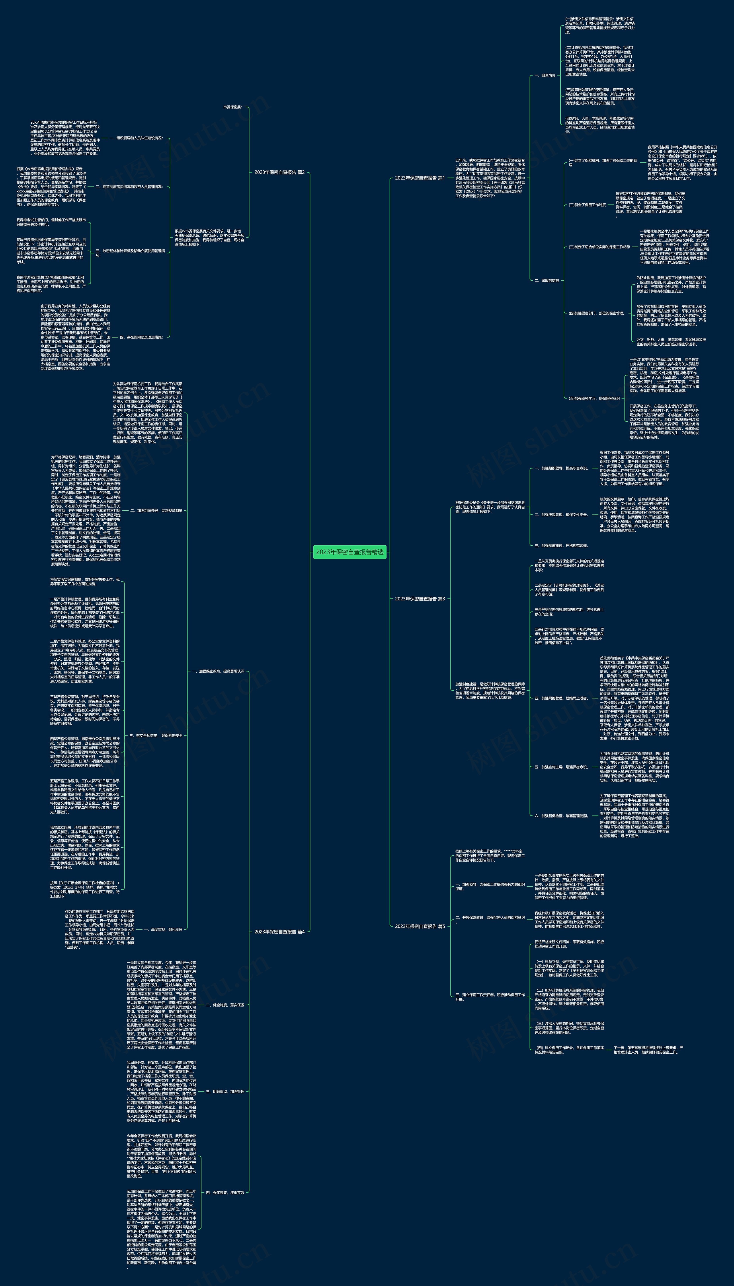 2023年保密自查报告精选思维导图