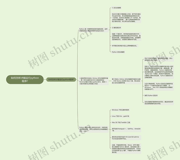 如何怎样才能运行python程序?思维导图_编号c2025161-TreeMind树图