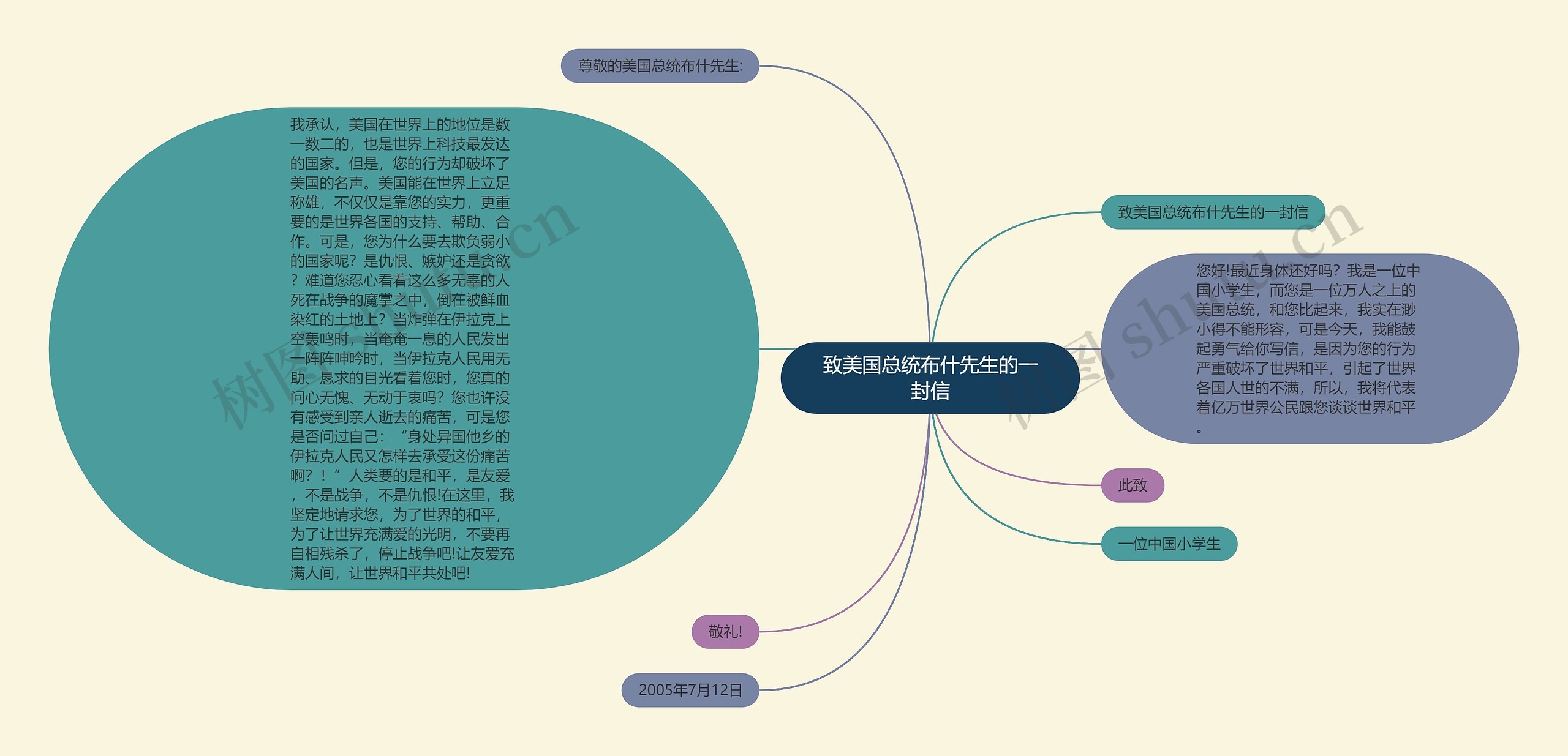 致美国总统布什先生的一封信思维导图