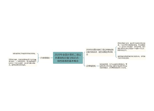 2020年全国计算机二级公共基础知识复习知识点：线性链表的基本概念