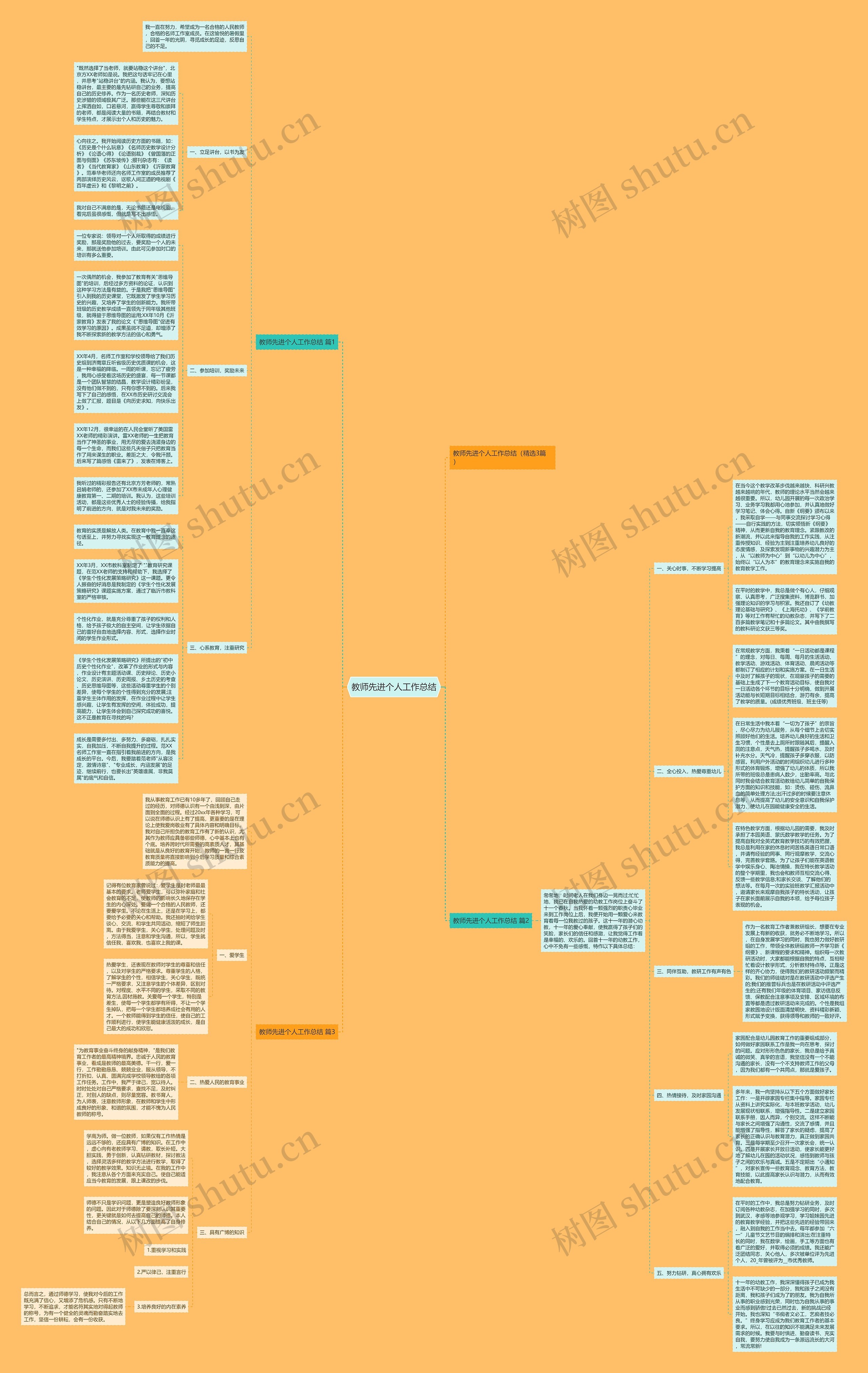 教师先进个人工作总结思维导图