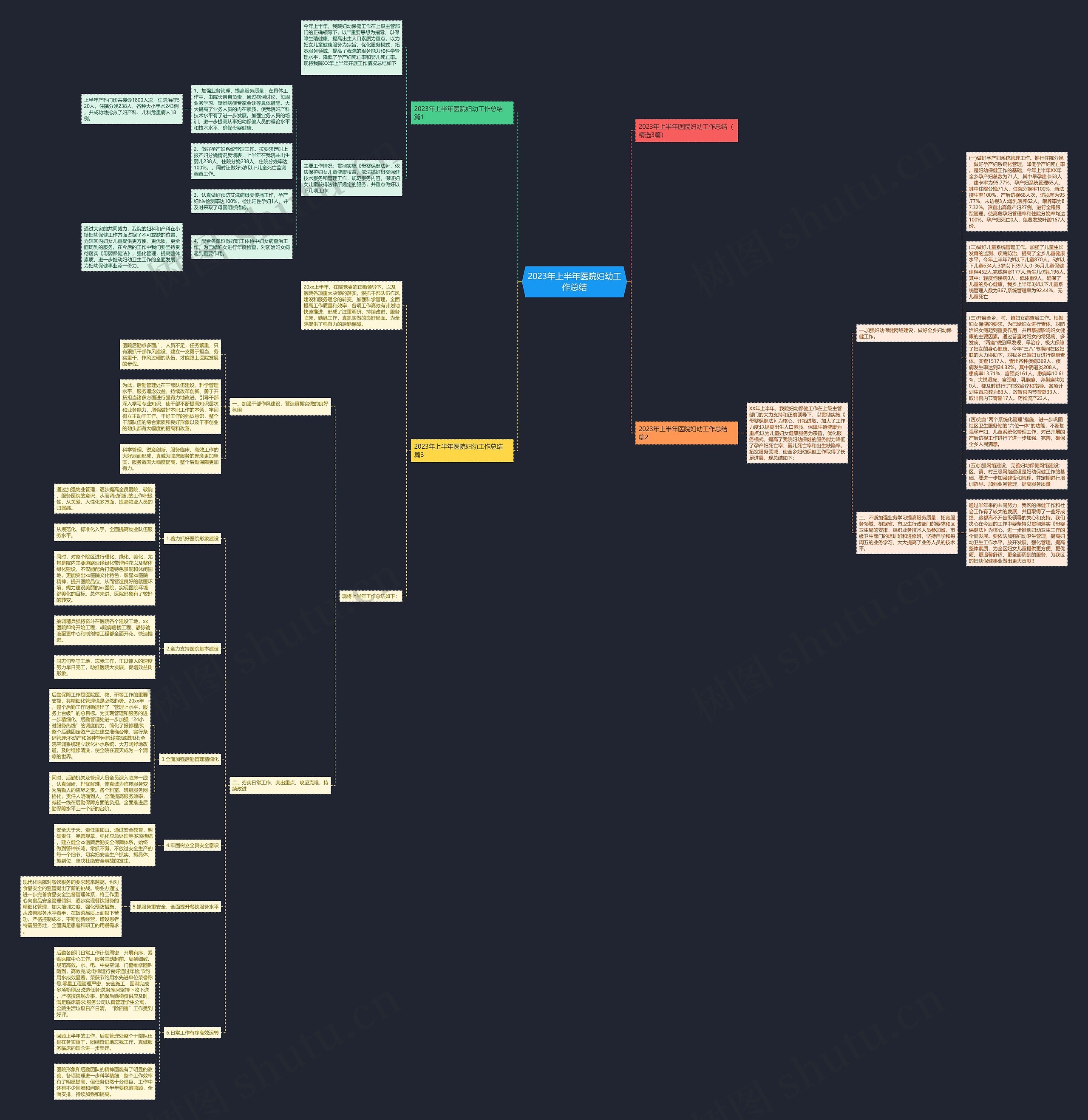 2023年上半年医院妇幼工作总结思维导图