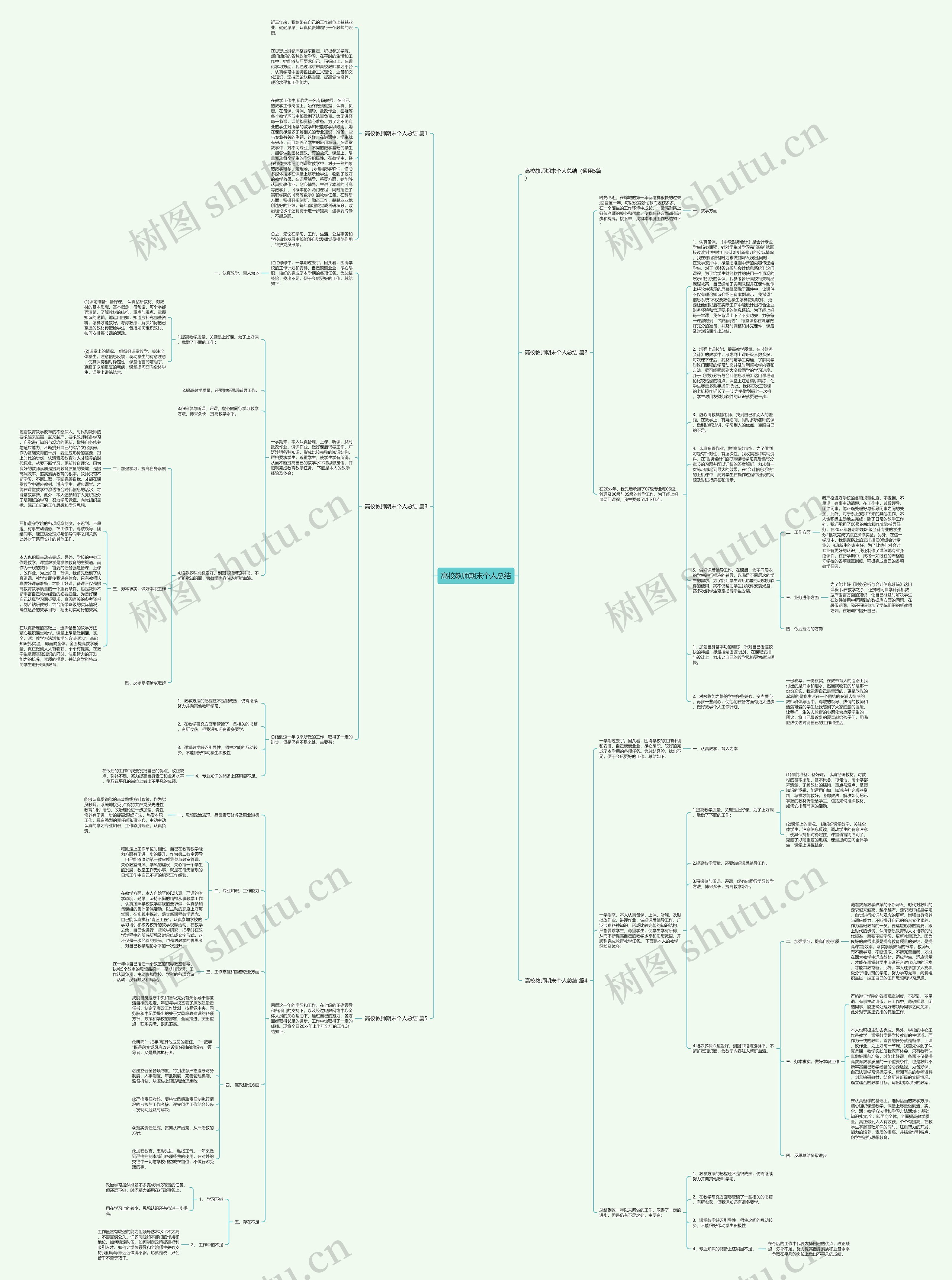 高校教师期末个人总结思维导图
