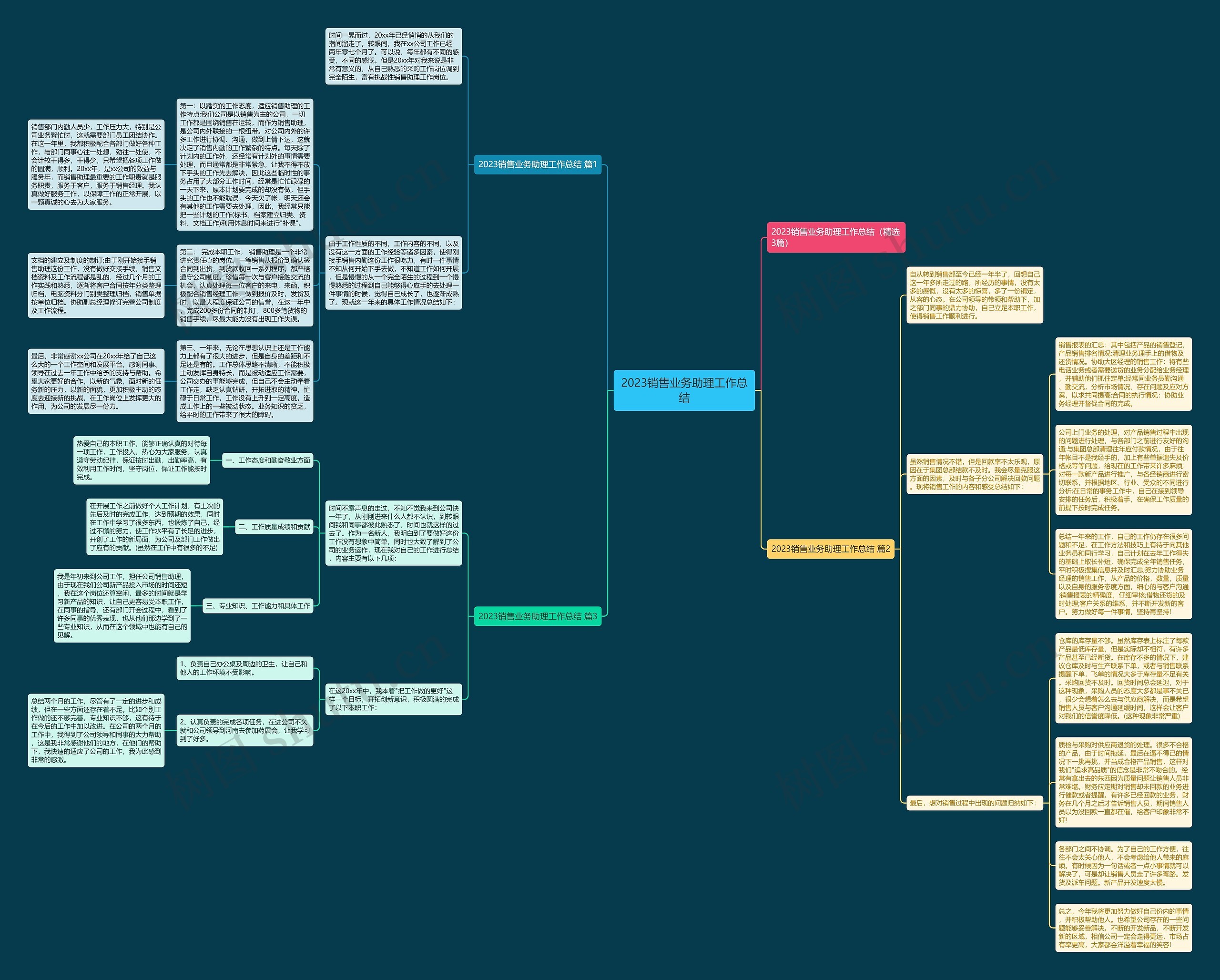 2023销售业务助理工作总结思维导图