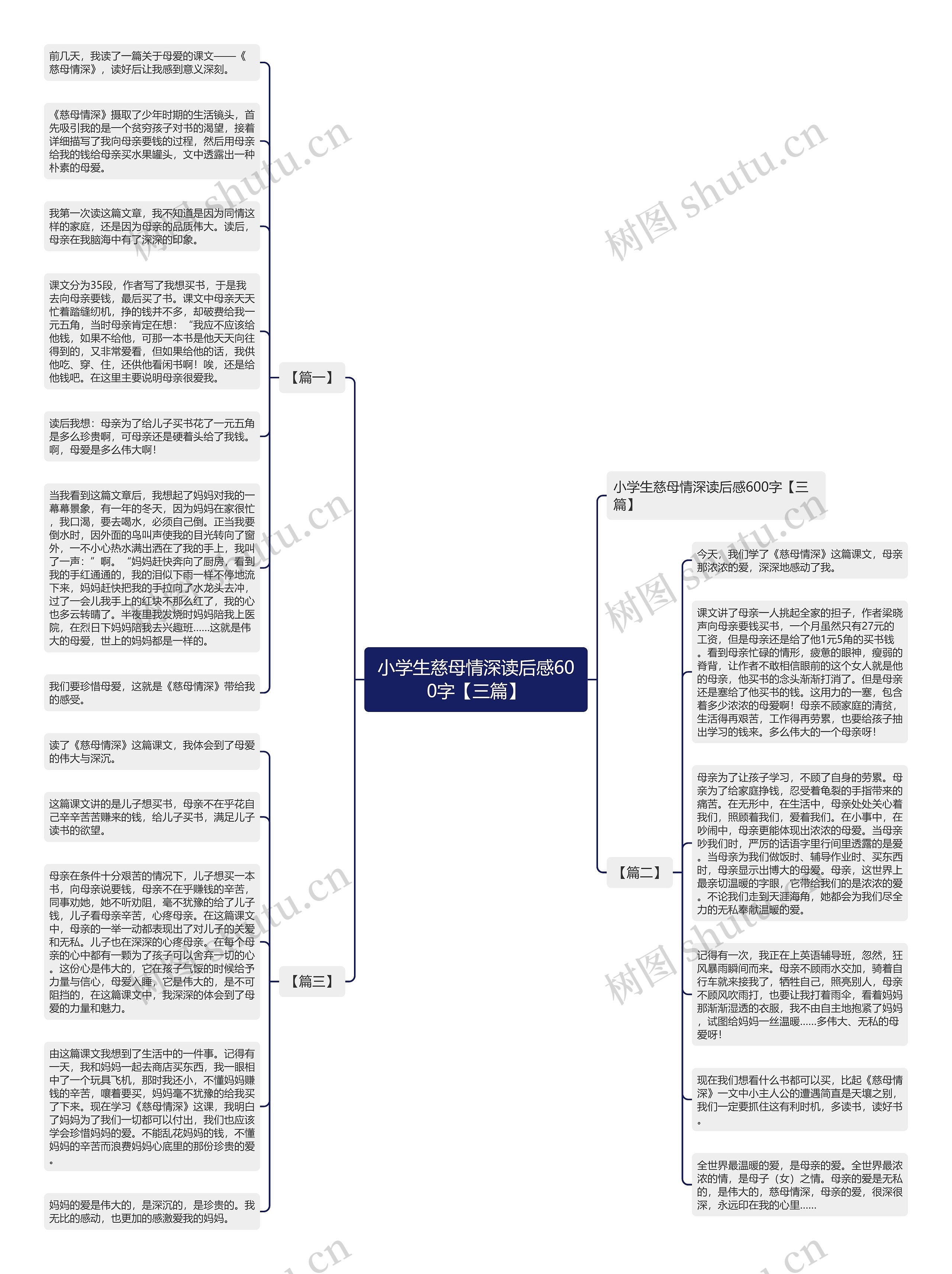 小学生慈母情深读后感600字【三篇】思维导图