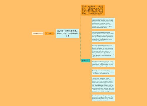 2021年下半年大学英语六级作文话题：如何看待买彩票