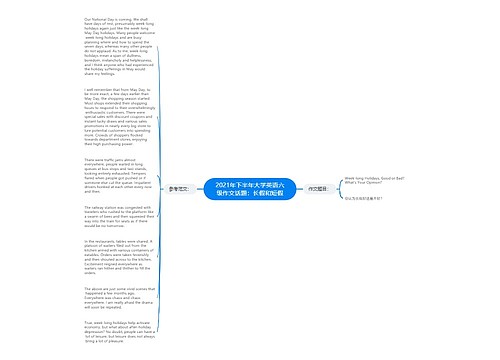 2021年下半年大学英语六级作文话题：长假和短假