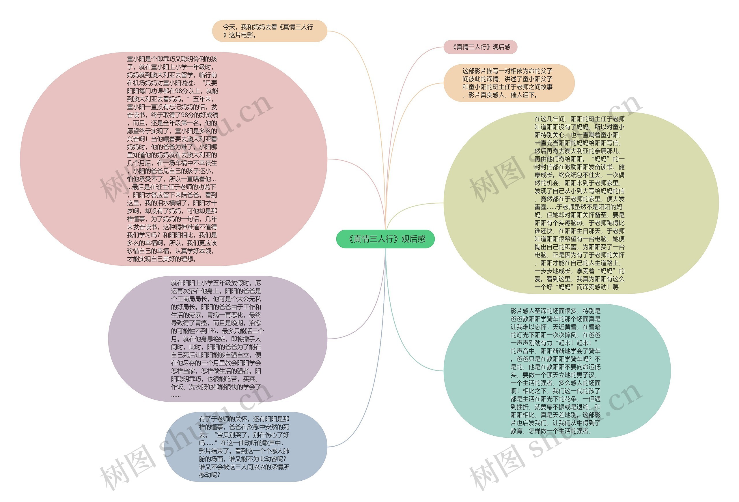 《真情三人行》观后感思维导图