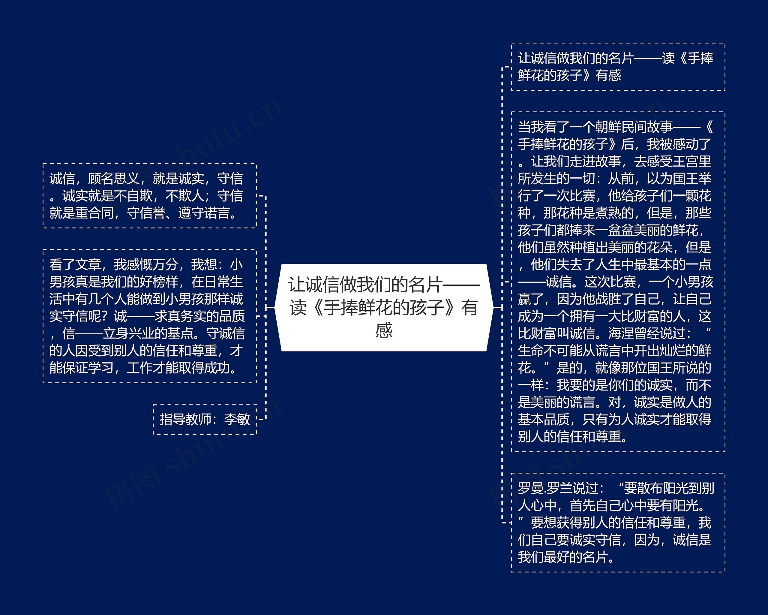 让诚信做我们的名片——读《手捧鲜花的孩子》有感