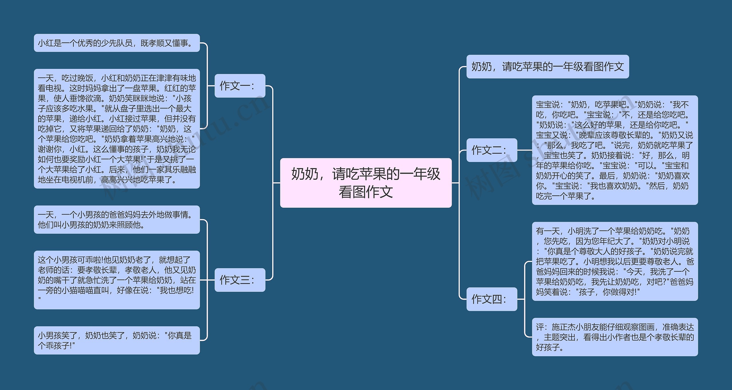 奶奶，请吃苹果的一年级看图作文