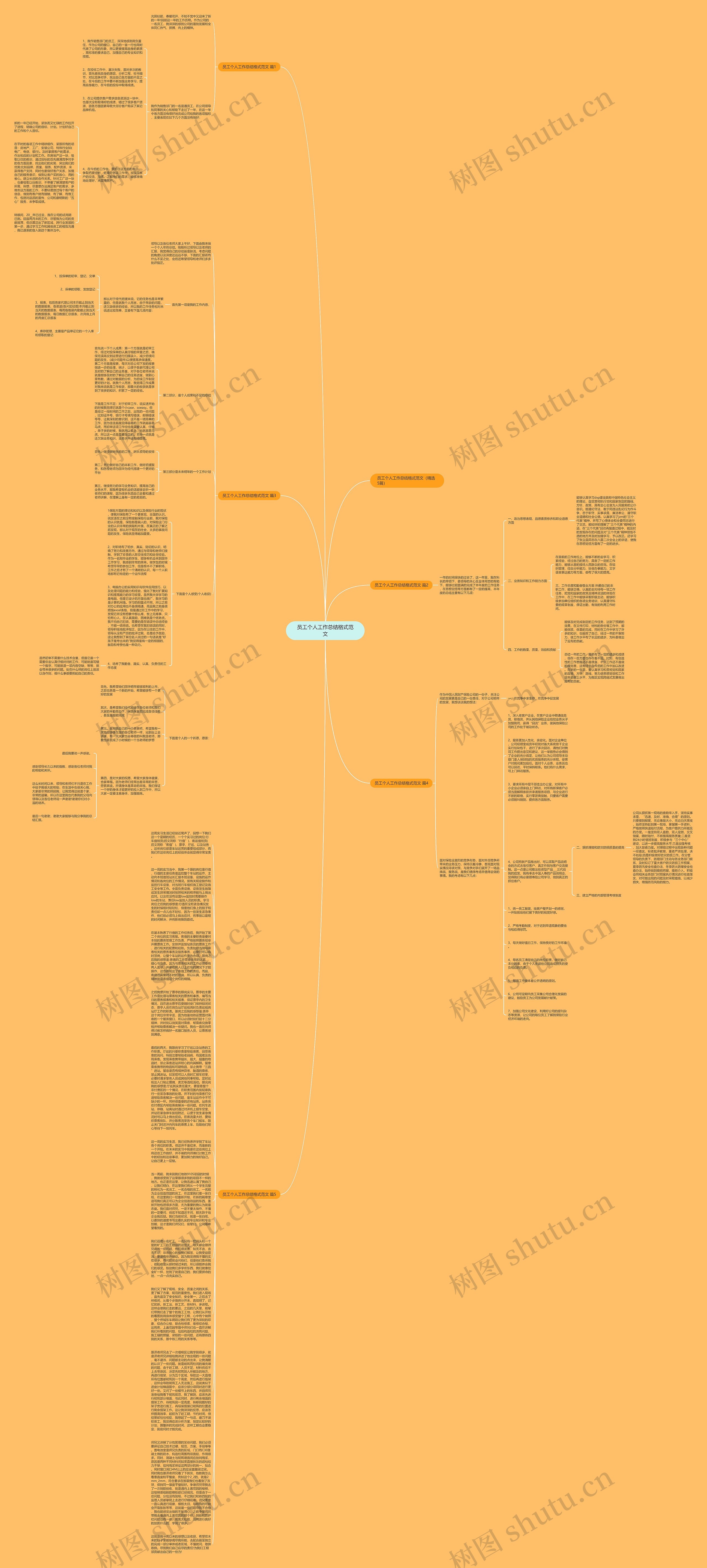 员工个人工作总结格式范文思维导图