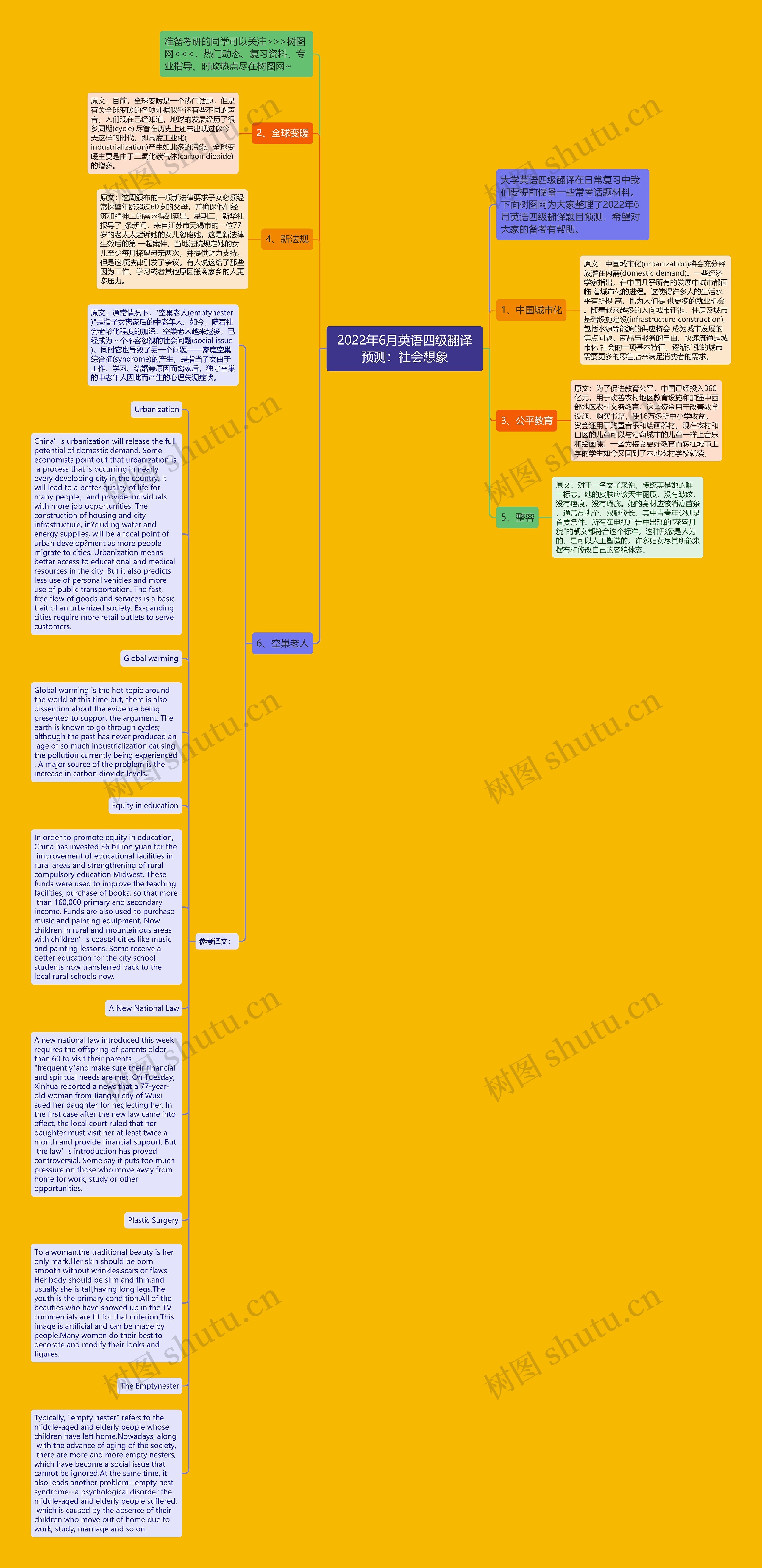 2022年6月英语四级翻译预测：社会想象思维导图
