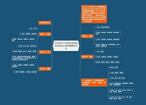 2023年中小学教师资格证考试笔试心理学重要知识点