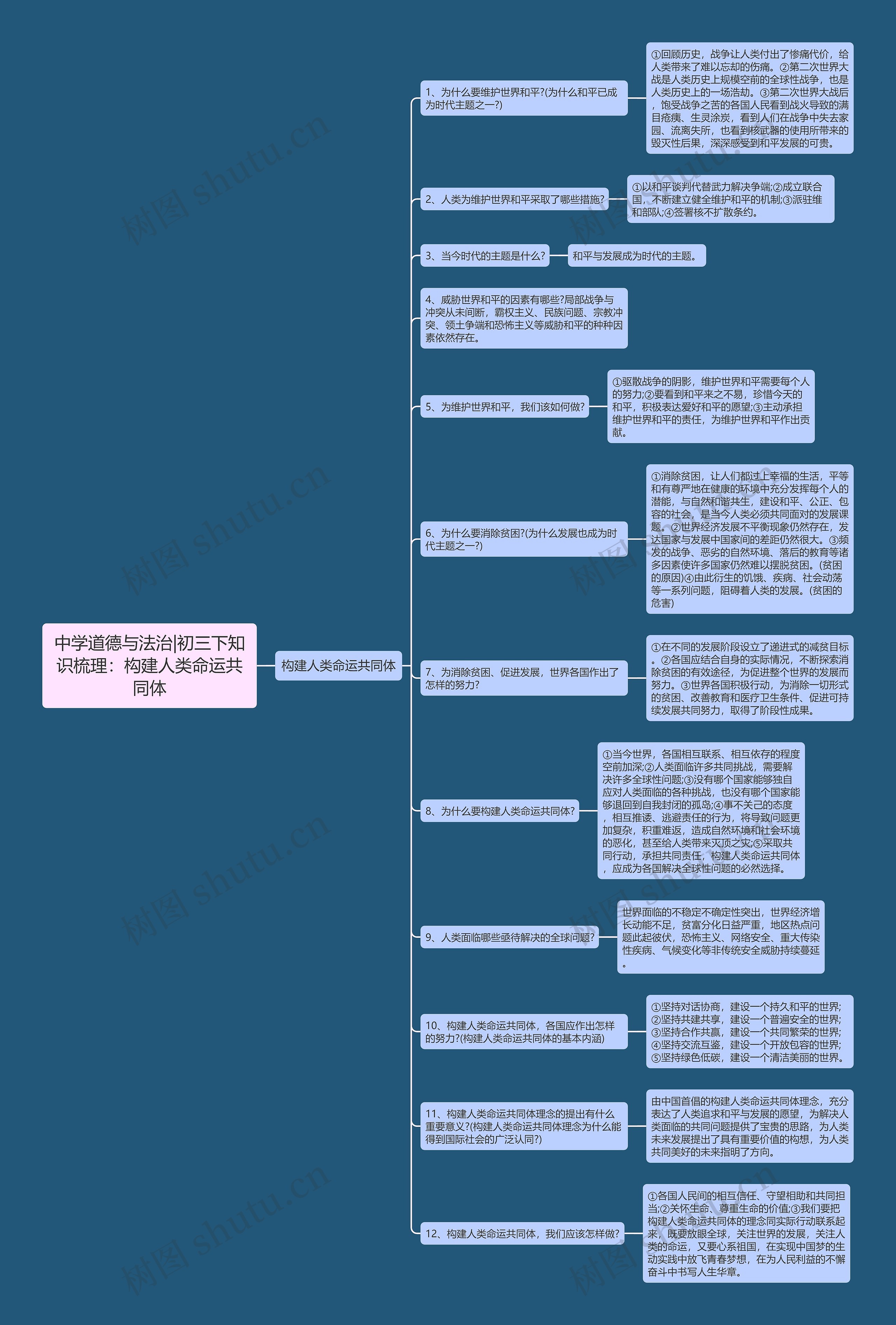 中学道德与法治|初三下知识梳理：构建人类命运共同体思维导图