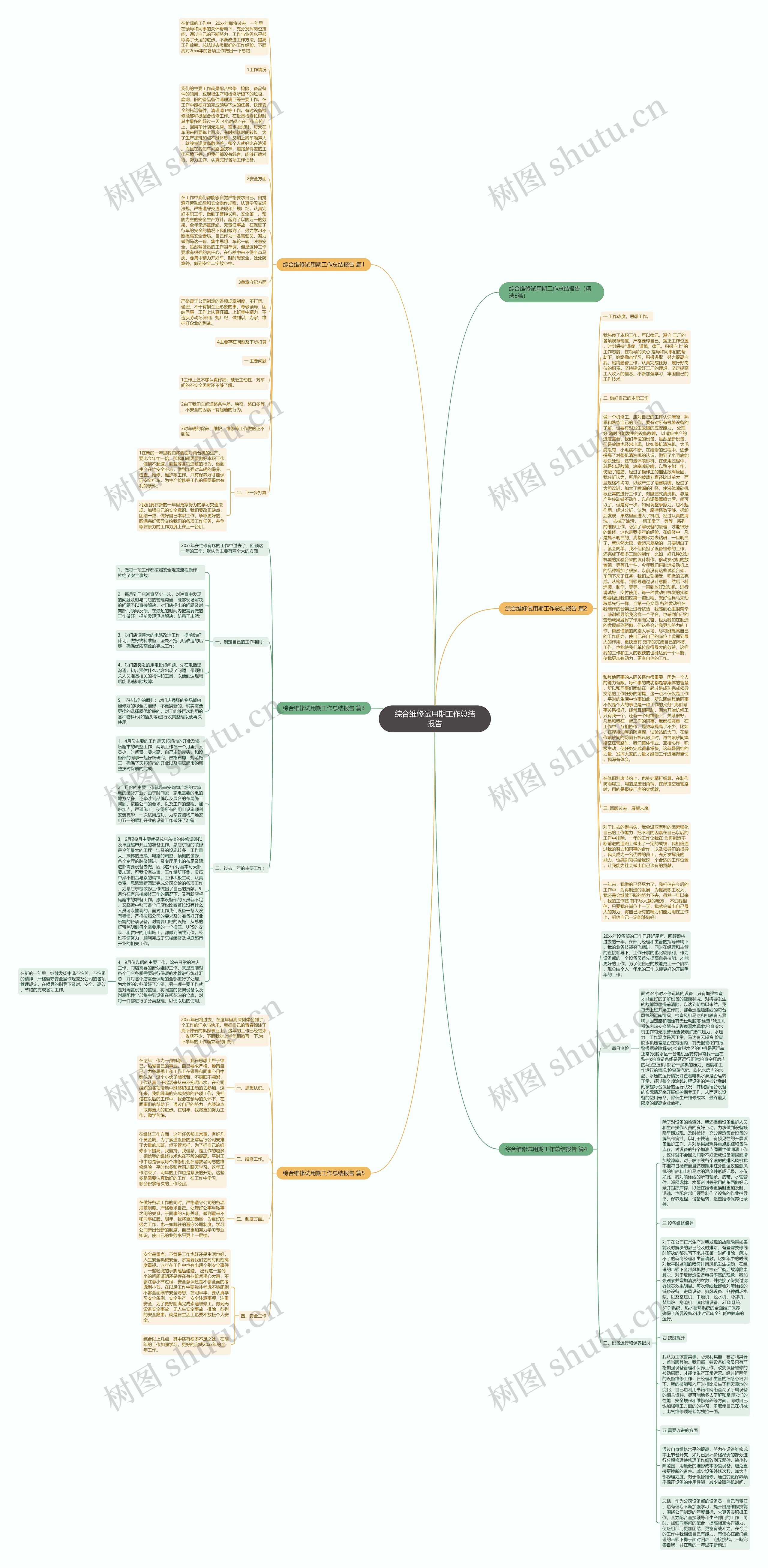 综合维修试用期工作总结报告思维导图