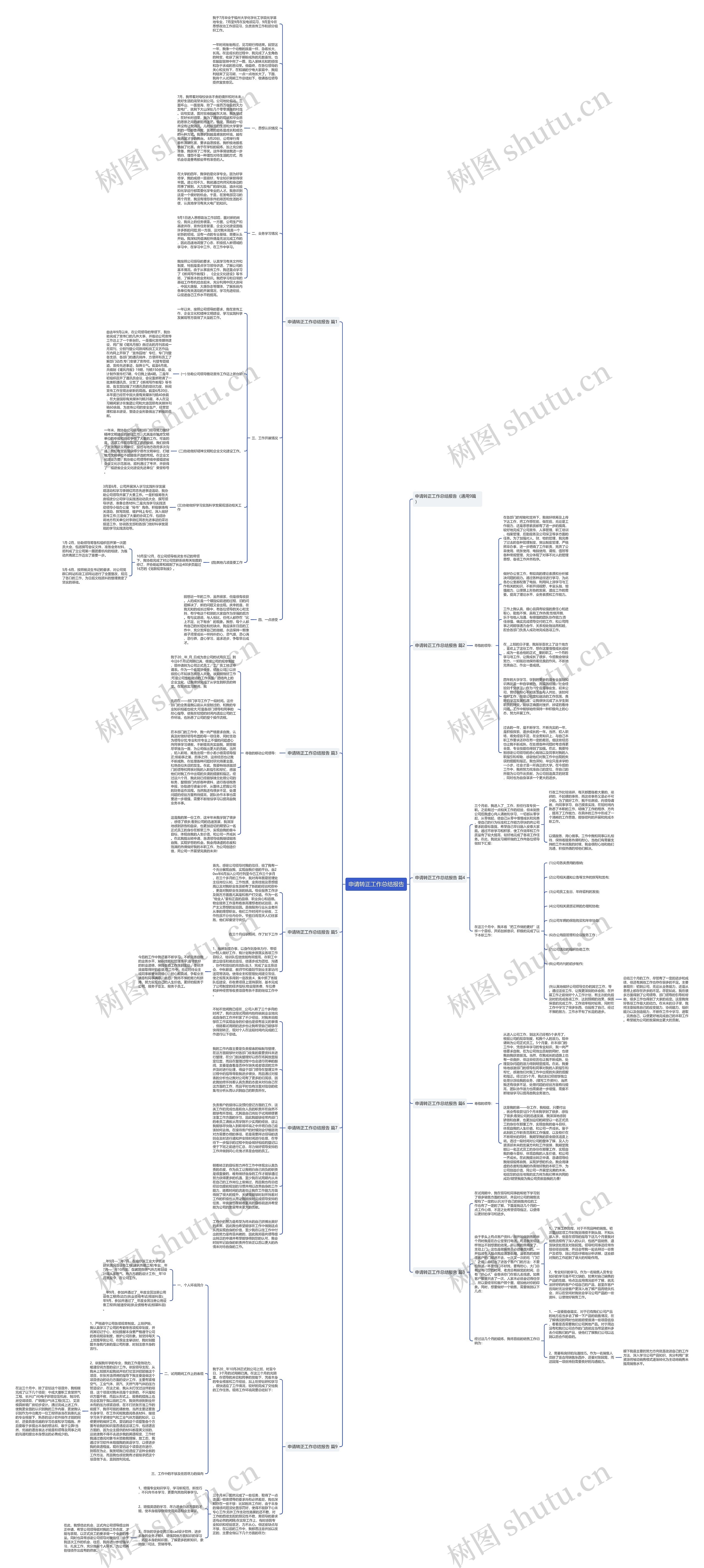 申请转正工作总结报告思维导图