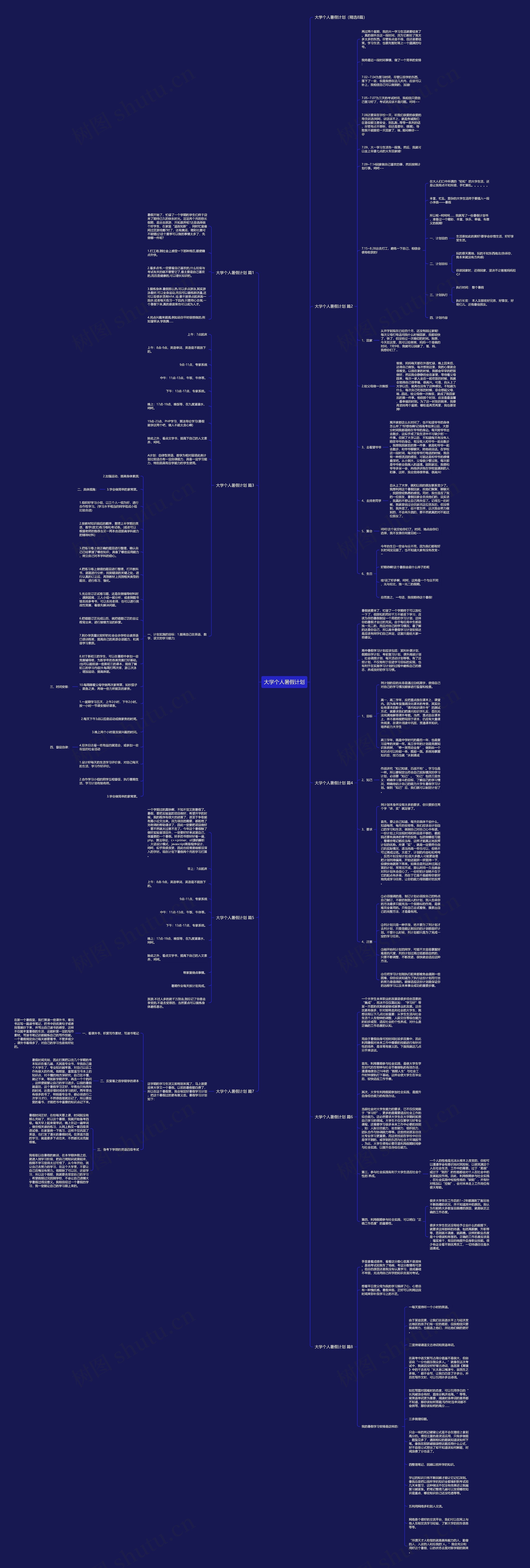 大学个人暑假计划思维导图