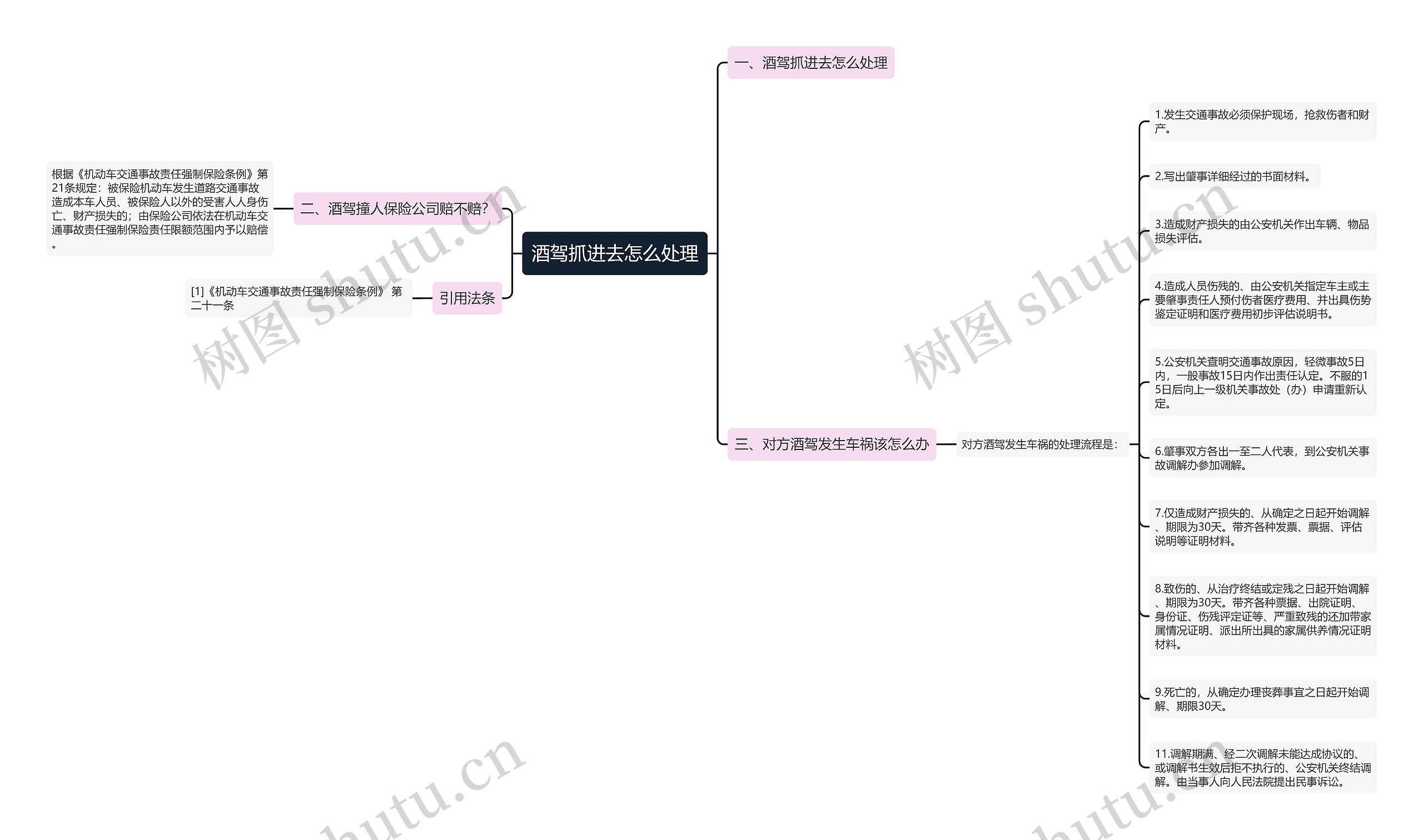 酒驾抓进去怎么处理思维导图