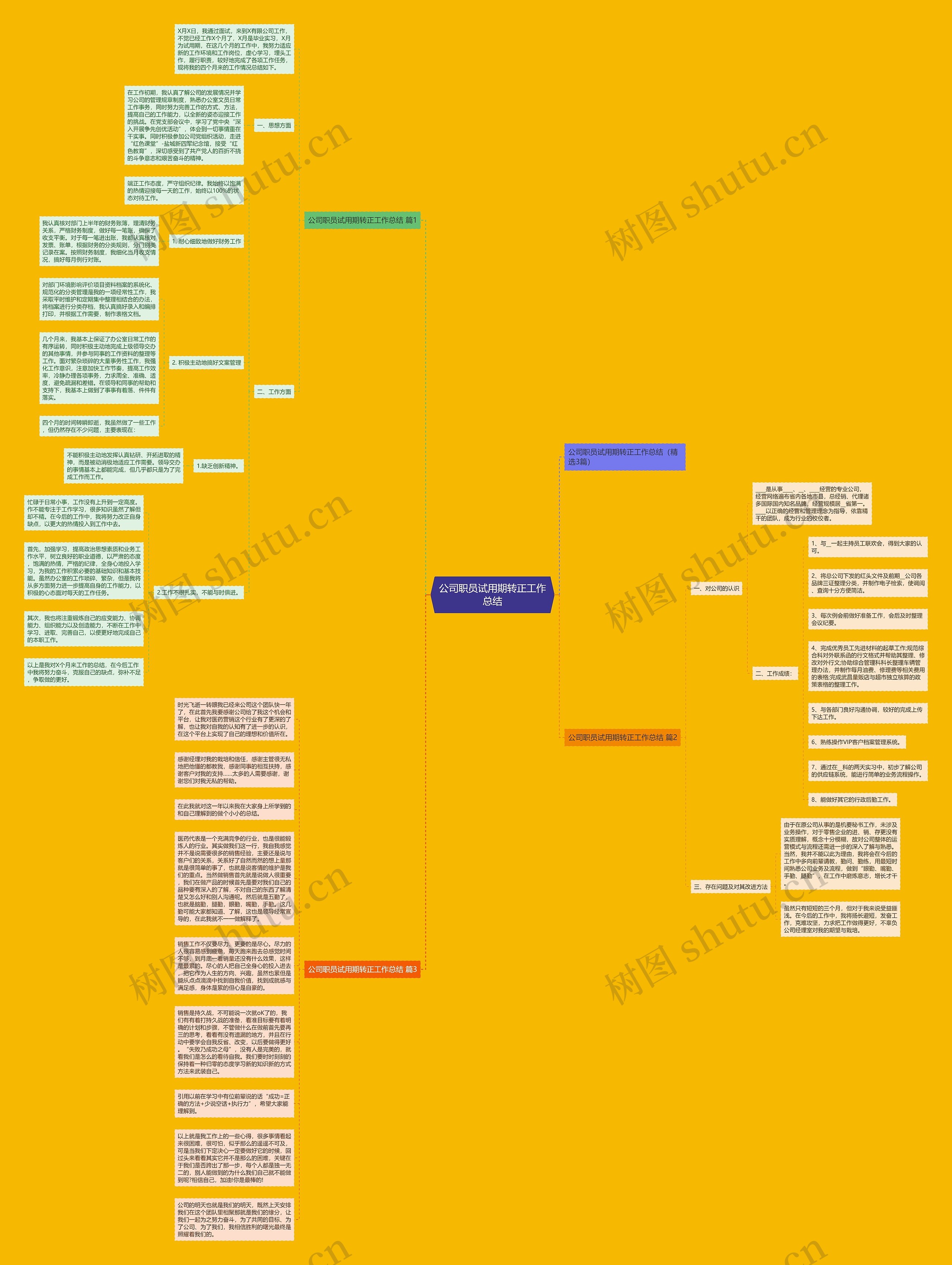 公司职员试用期转正工作总结思维导图