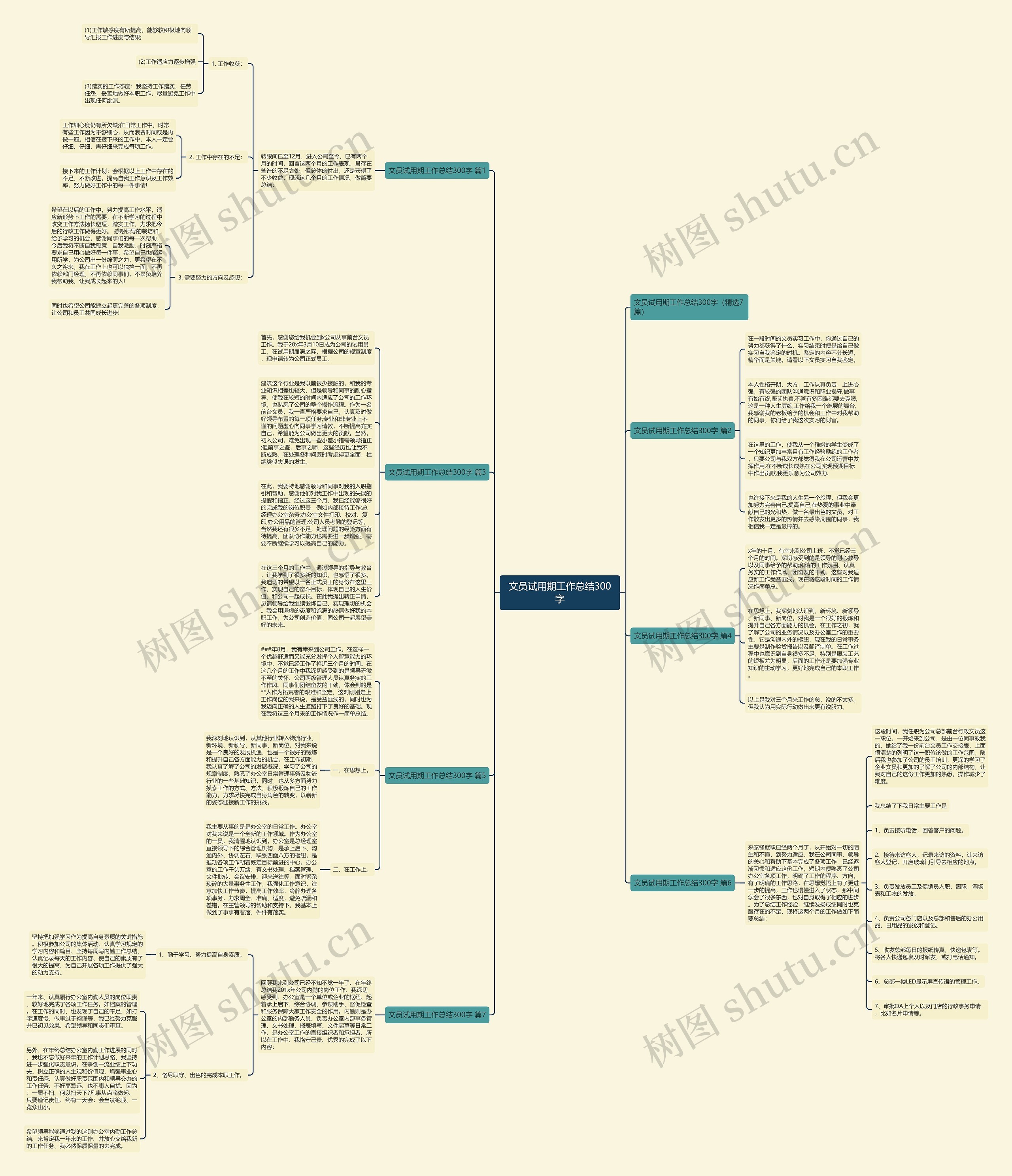 文员试用期工作总结300字思维导图