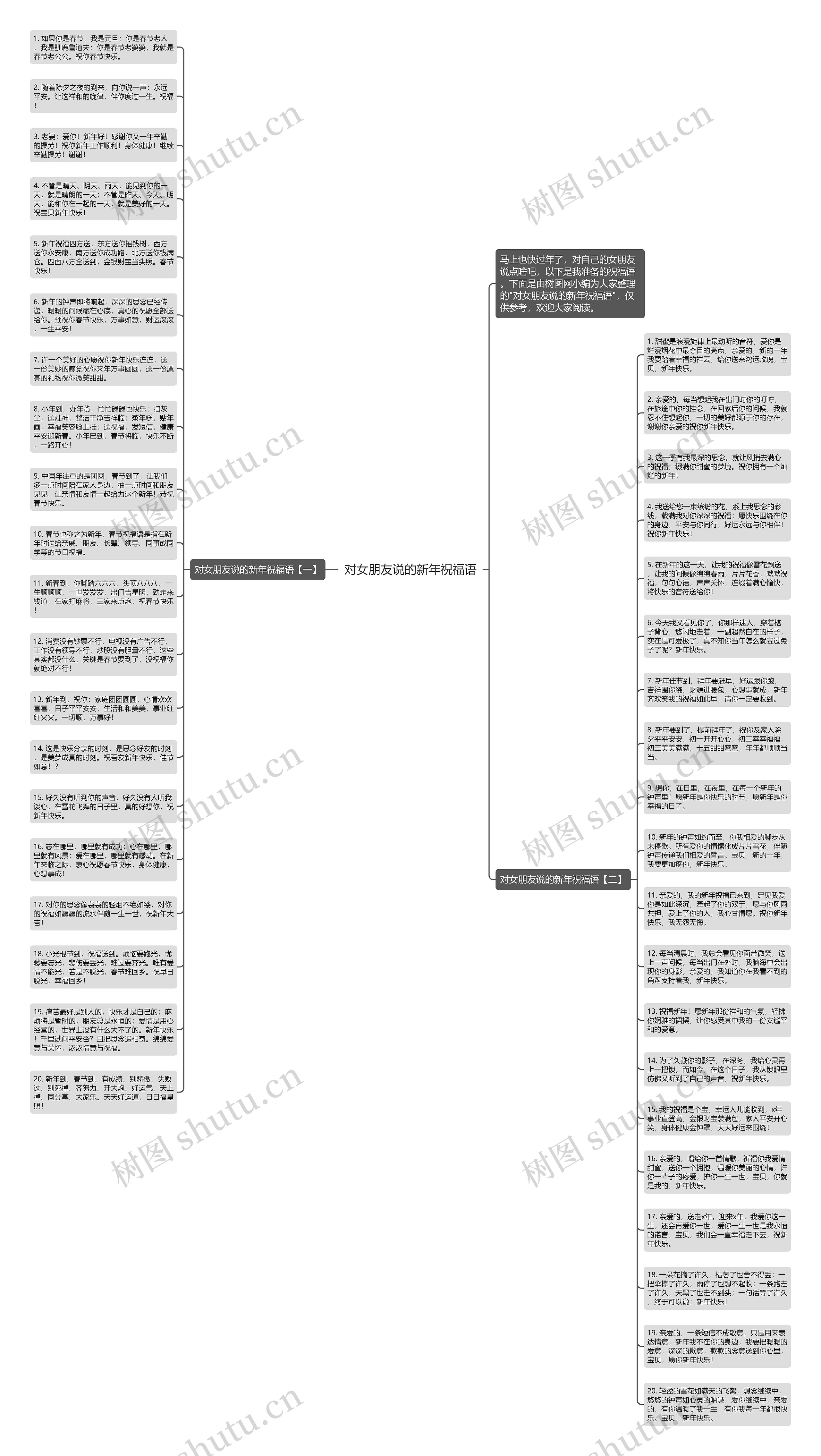 对女朋友说的新年祝福语思维导图