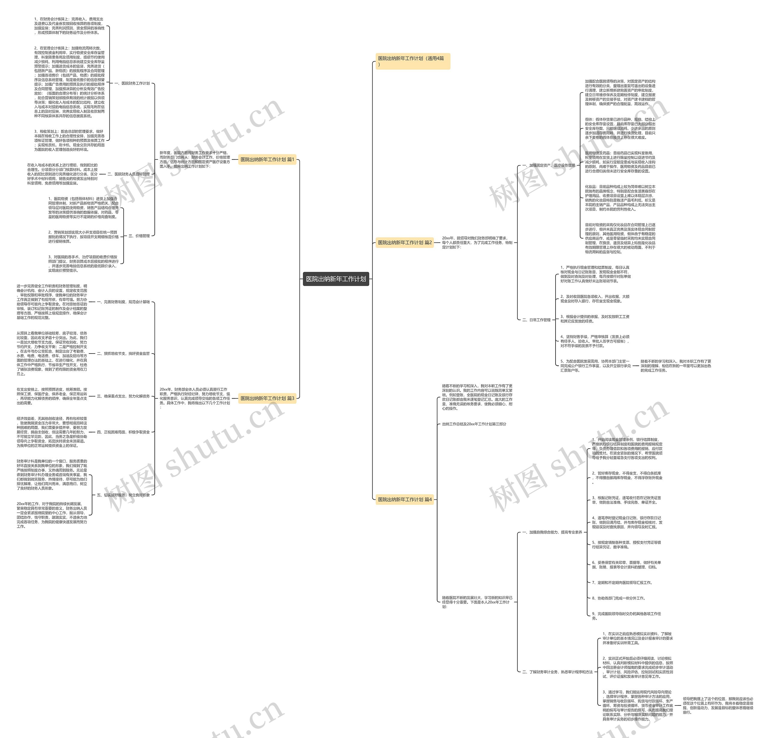 医院出纳新年工作计划思维导图