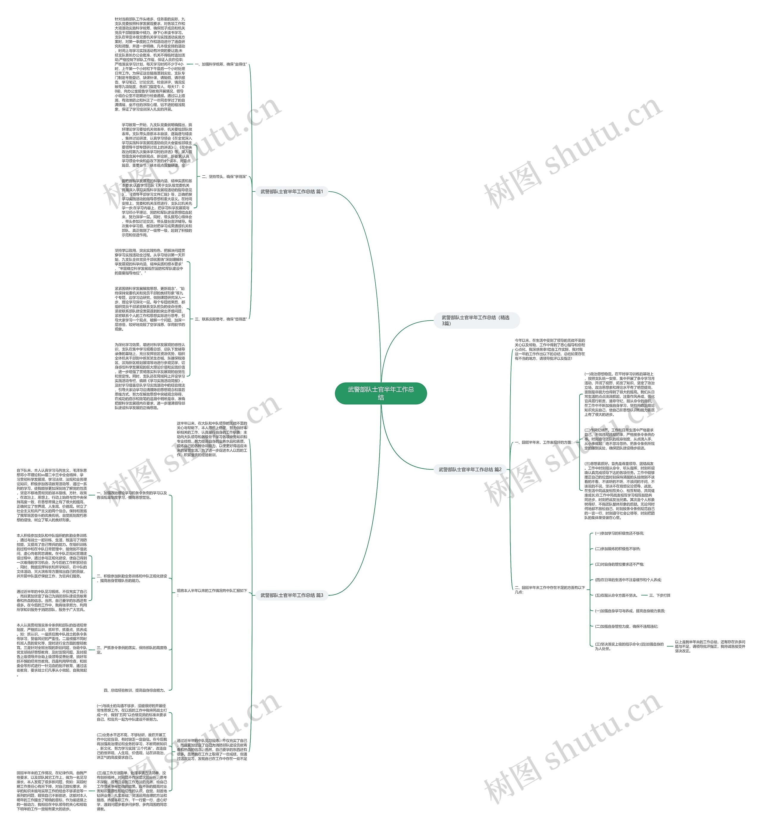 武警部队士官半年工作总结思维导图