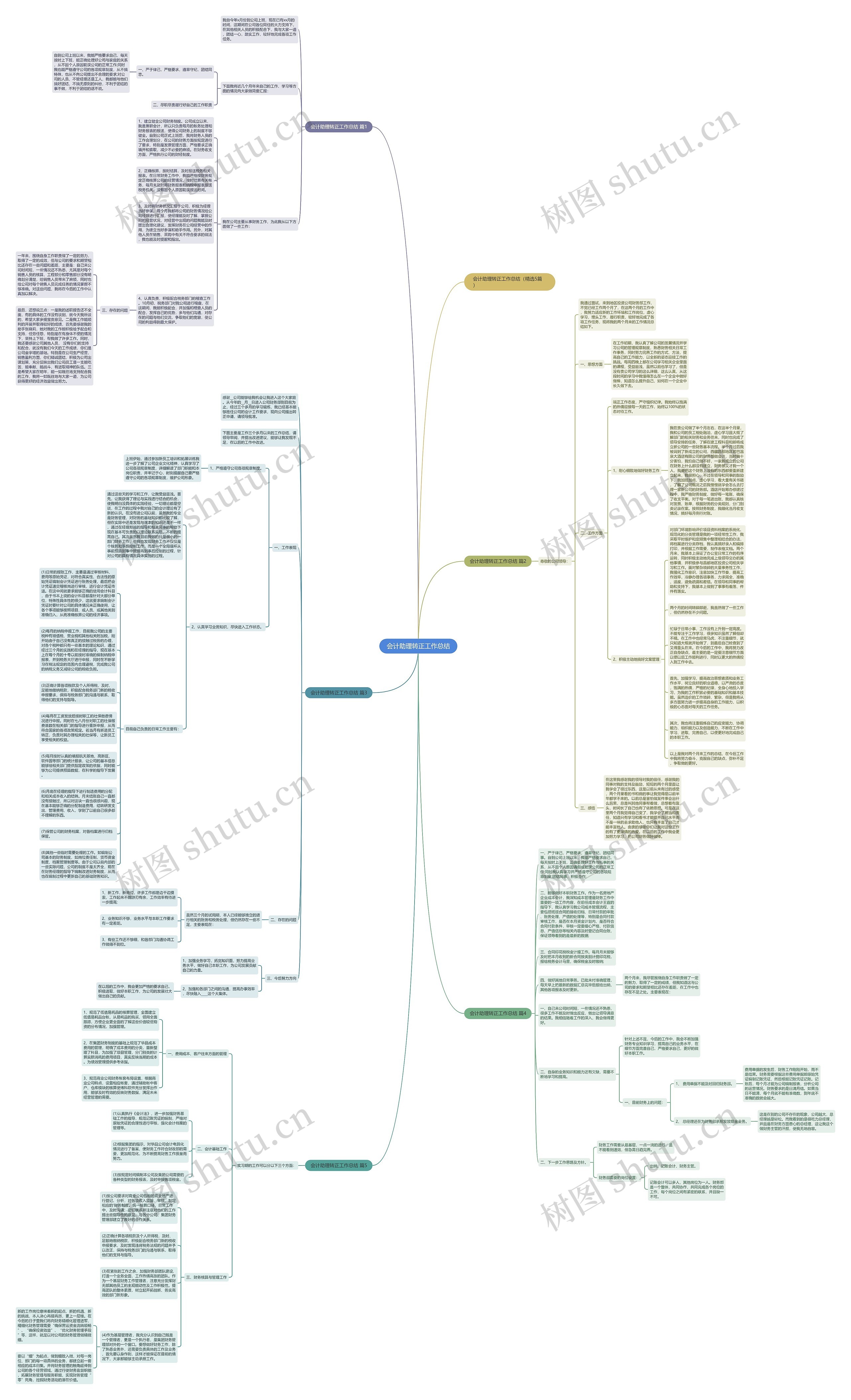 会计助理转正工作总结思维导图