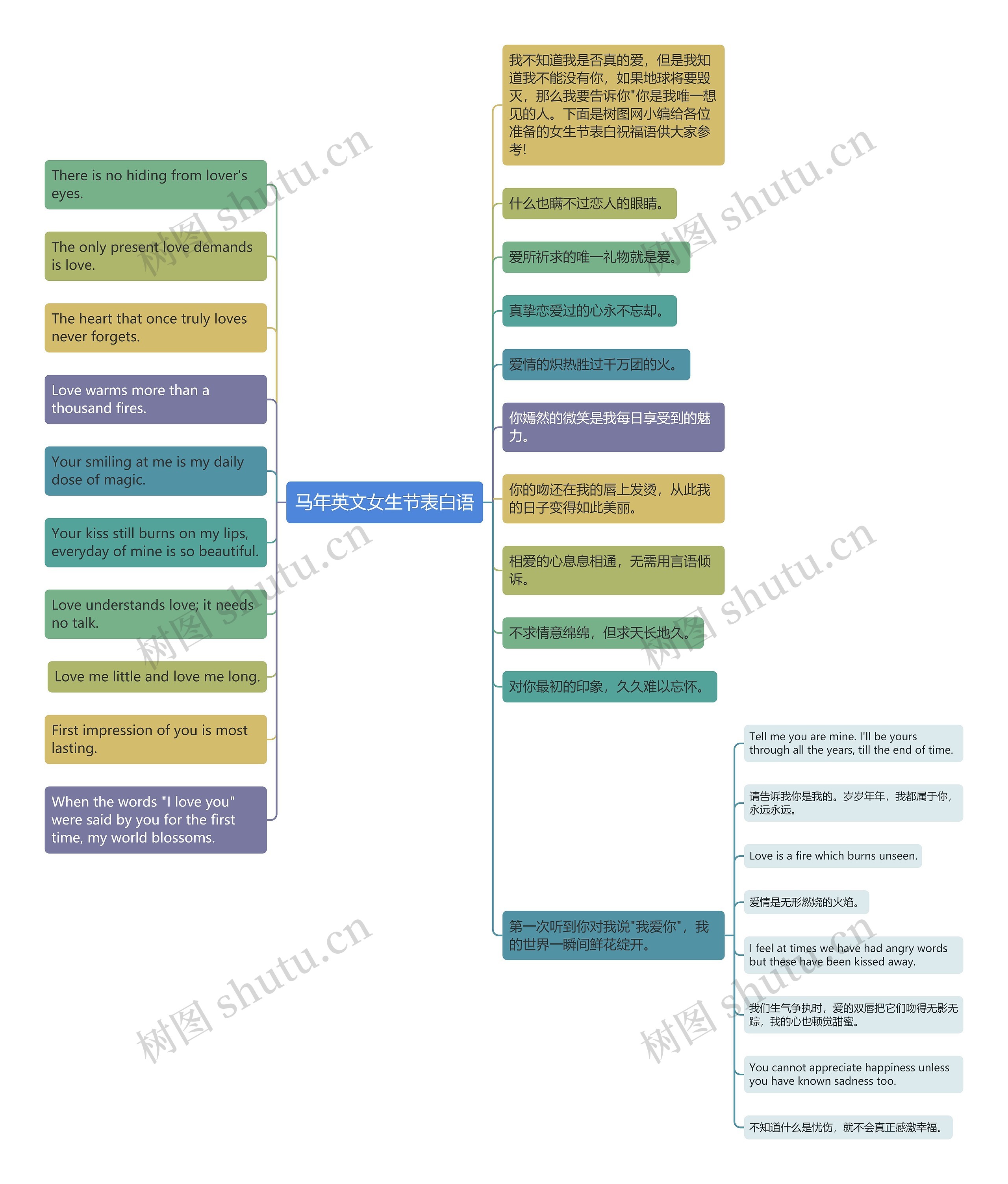马年英文女生节表白语思维导图