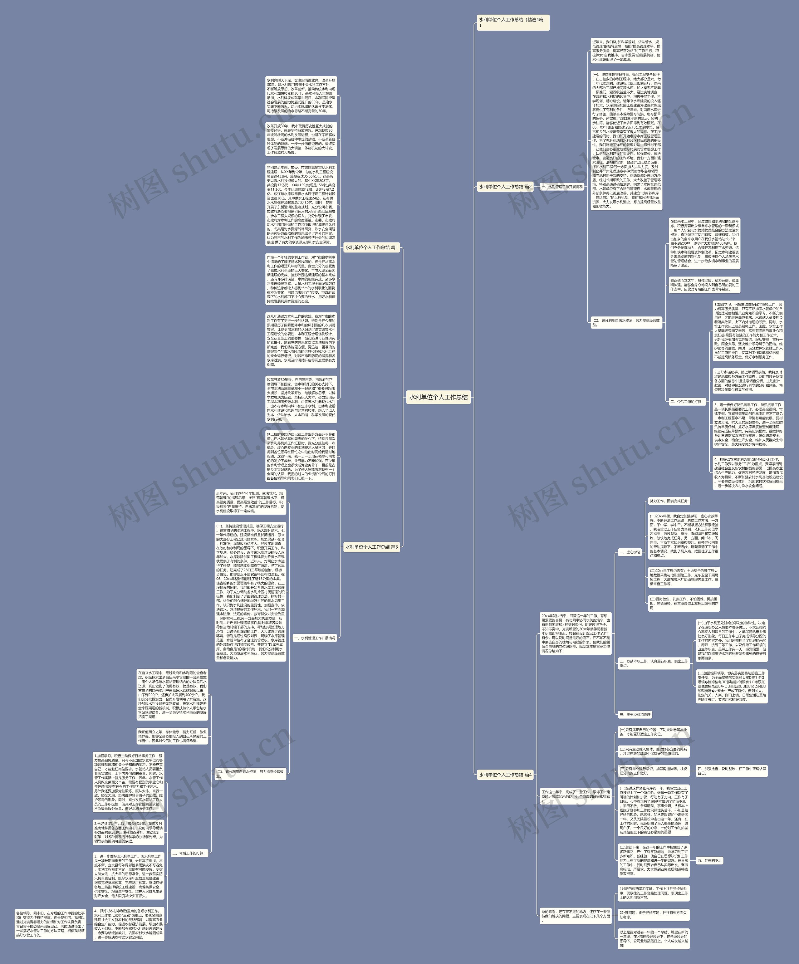 水利单位个人工作总结思维导图