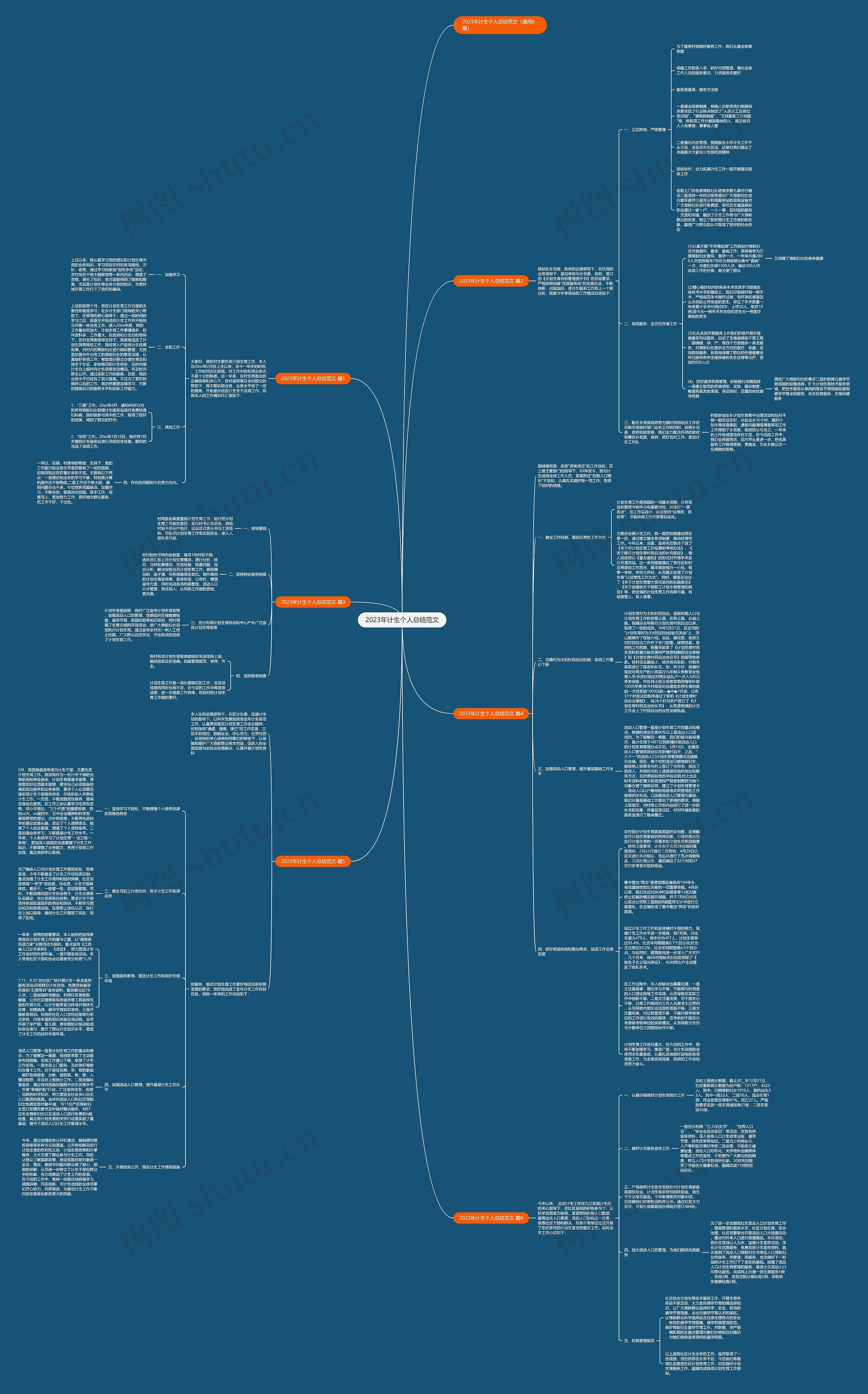 2023年计生个人总结范文思维导图