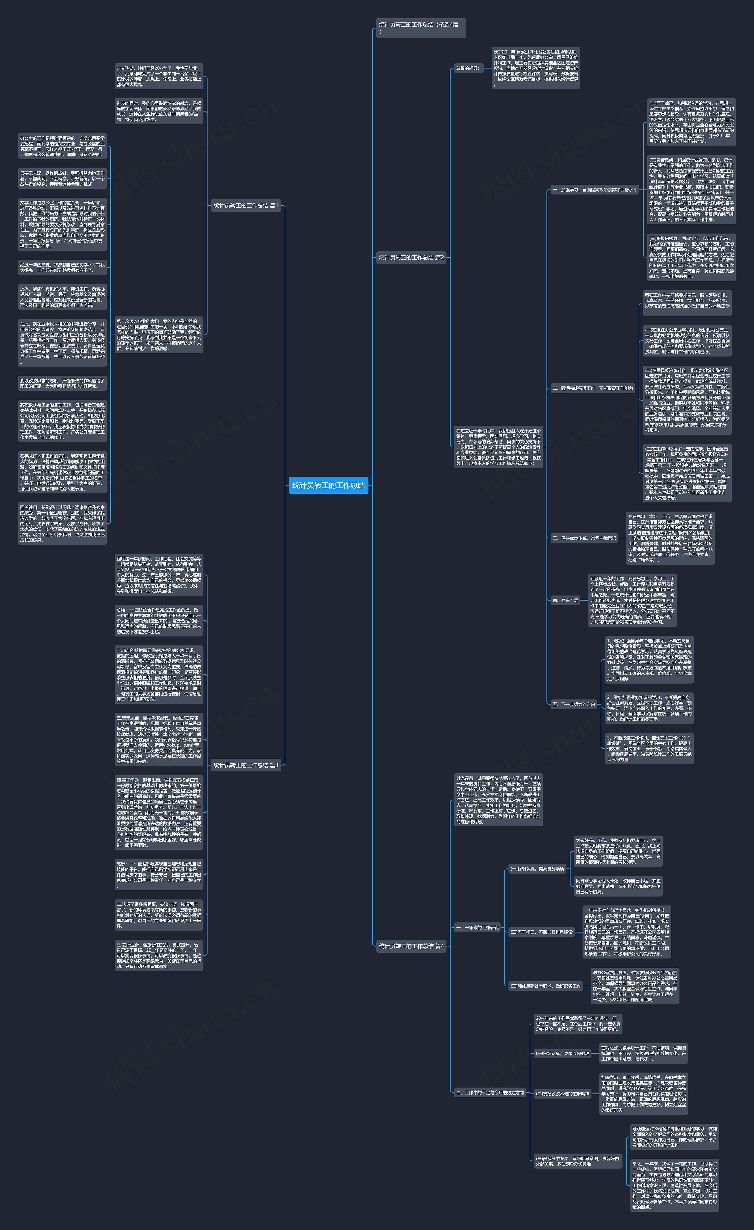 统计员转正的工作总结思维导图
