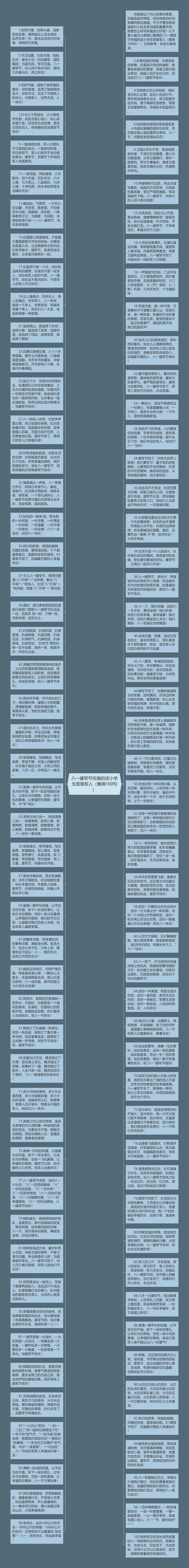 八一建军节祝福的话小学生致敬军人（集锦100句）思维导图