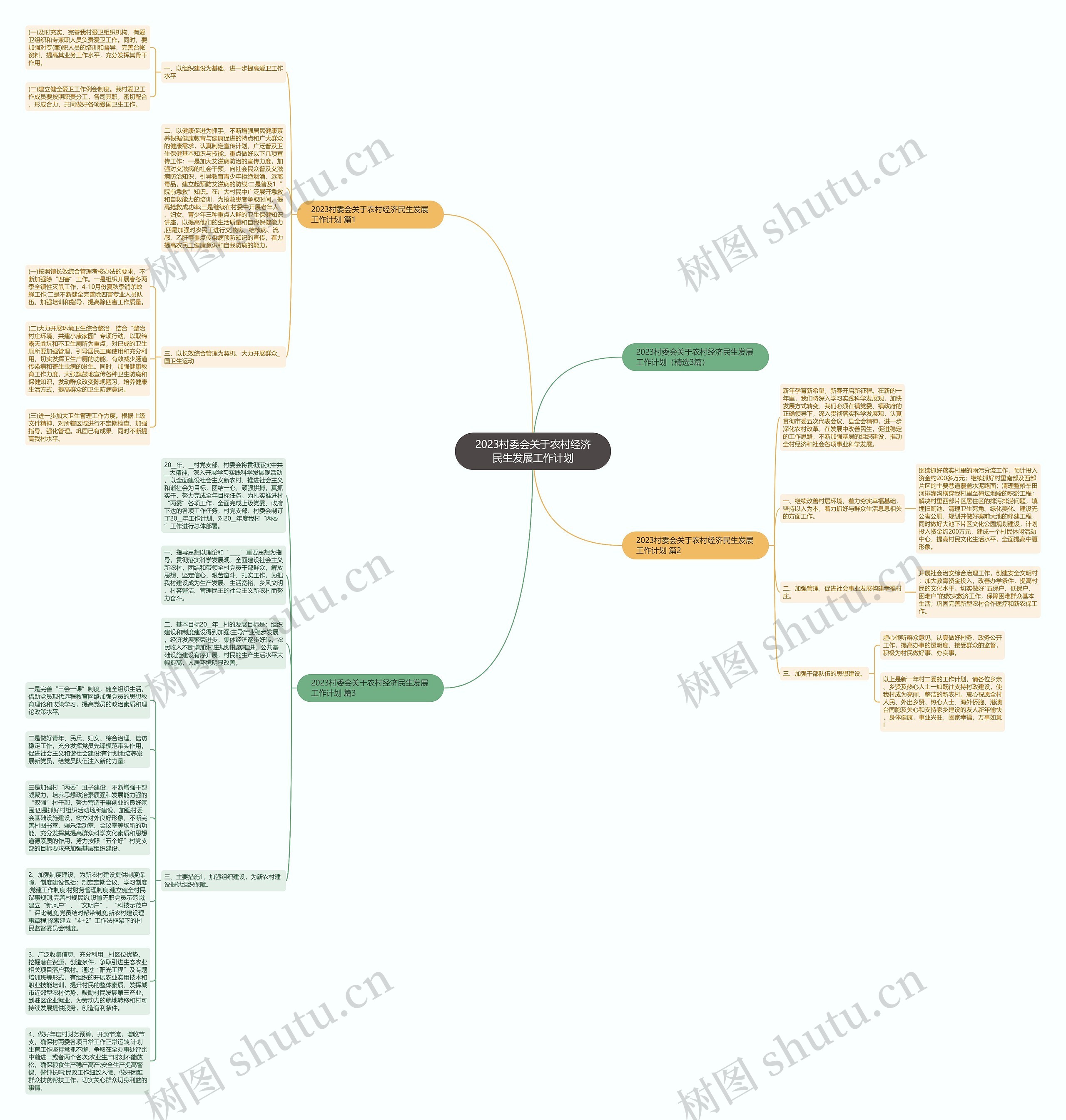 2023村委会关于农村经济民生发展工作计划思维导图