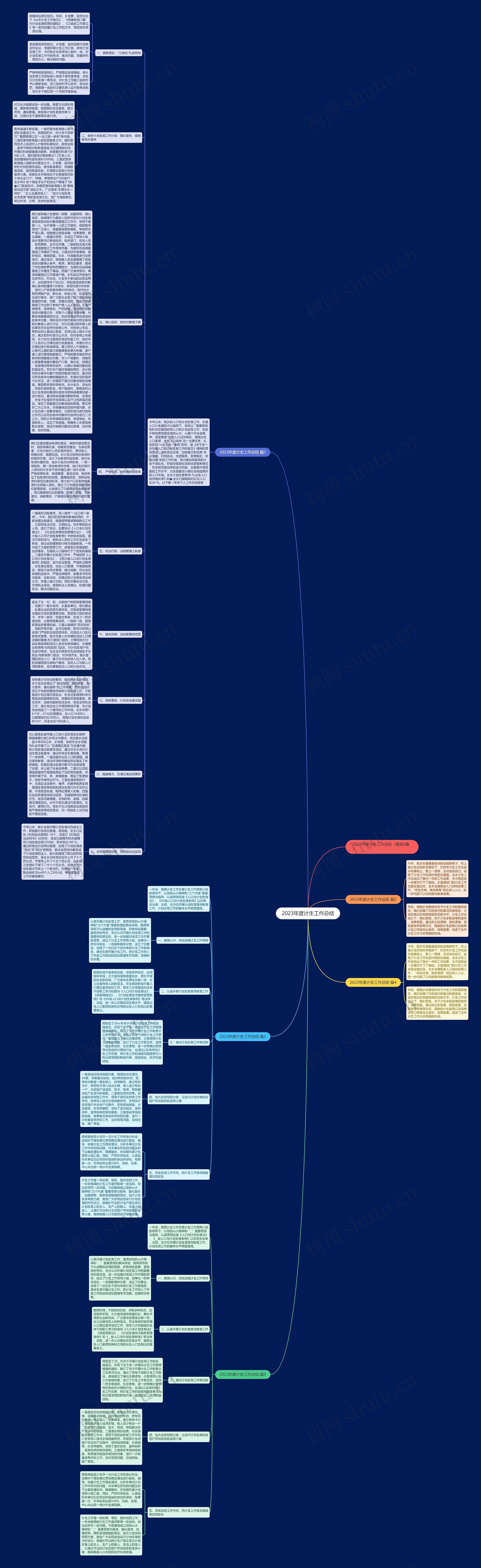 2023年度计生工作总结思维导图
