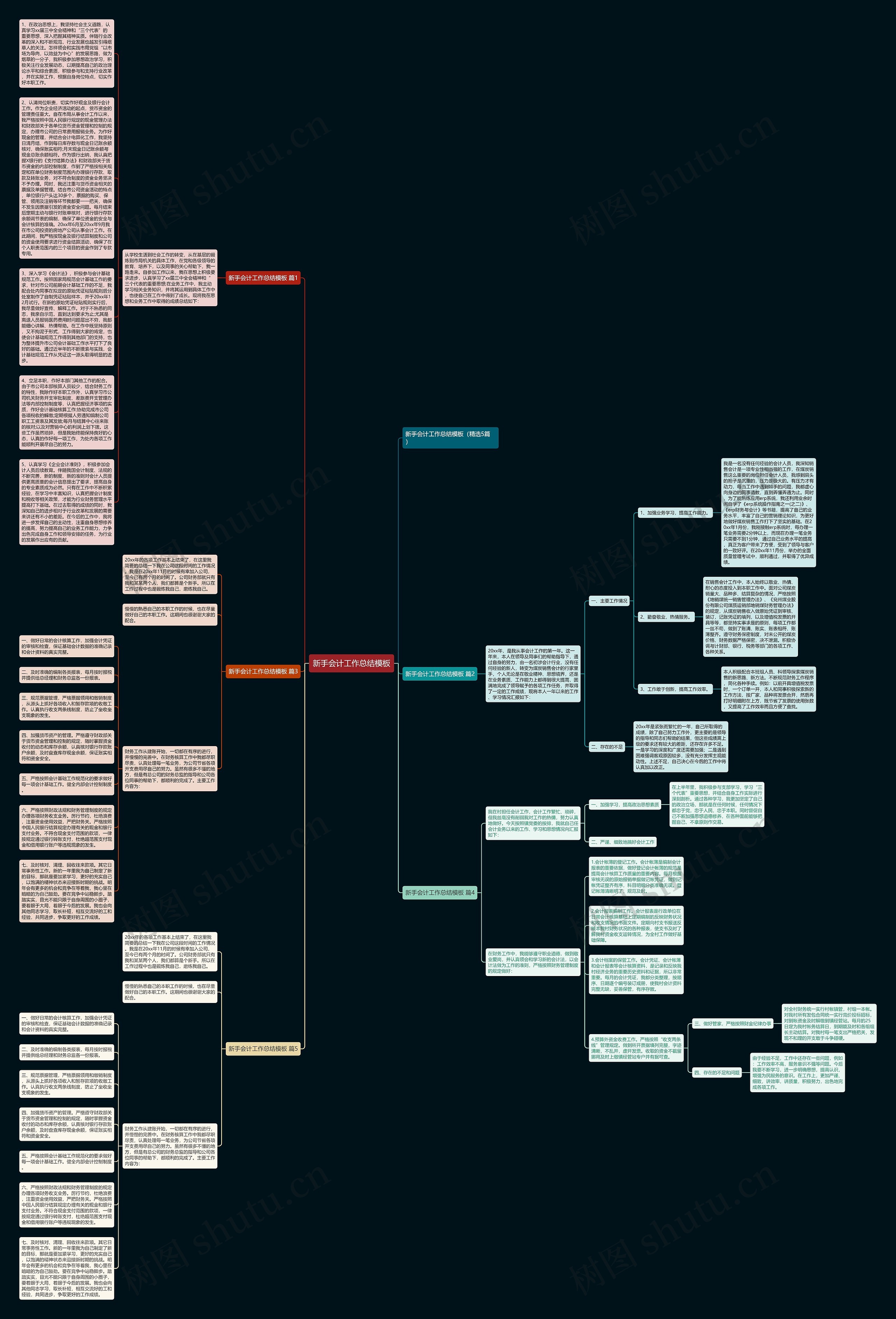 新手会计工作总结思维导图