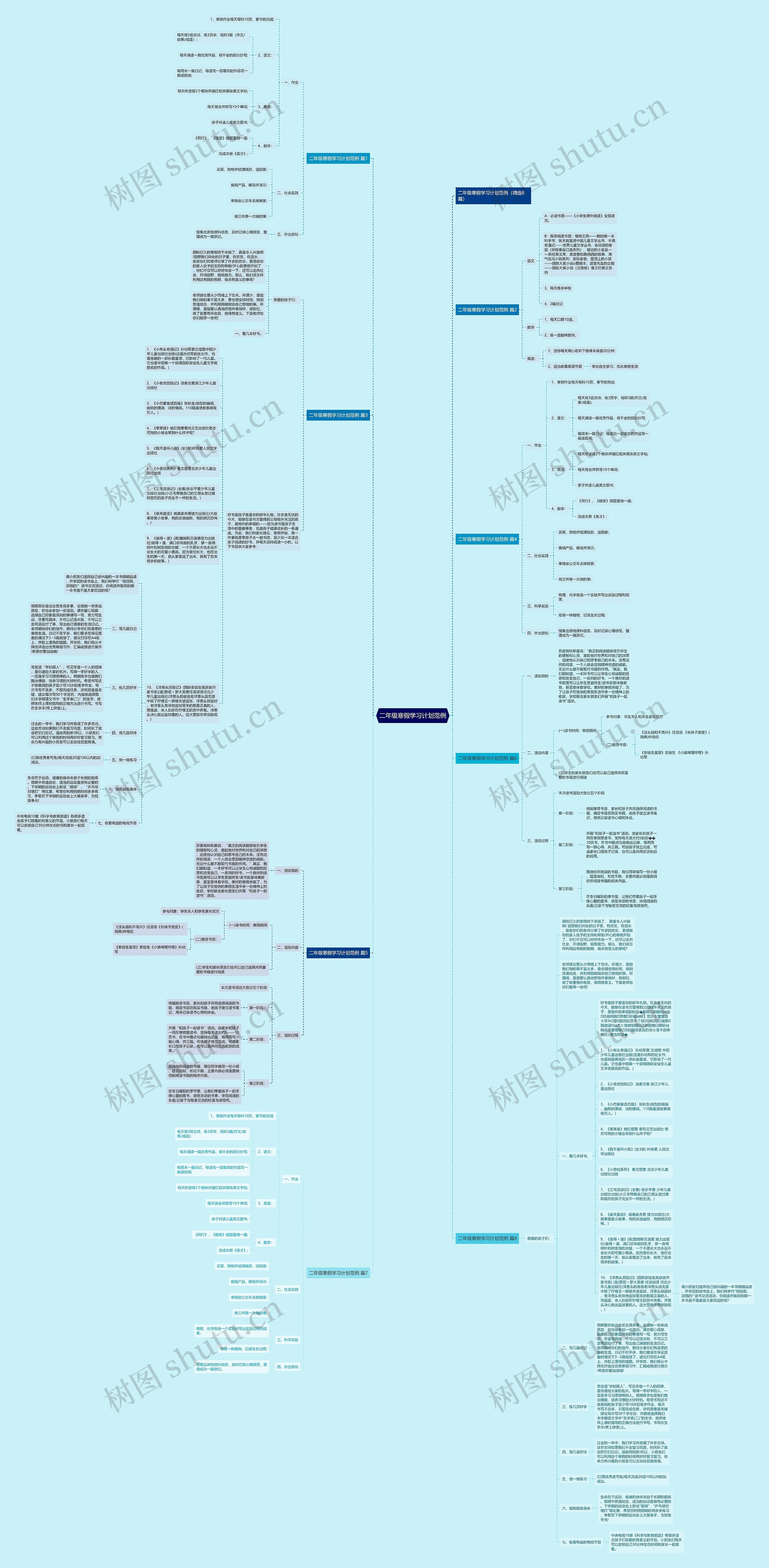 二年级寒假学习计划范例思维导图