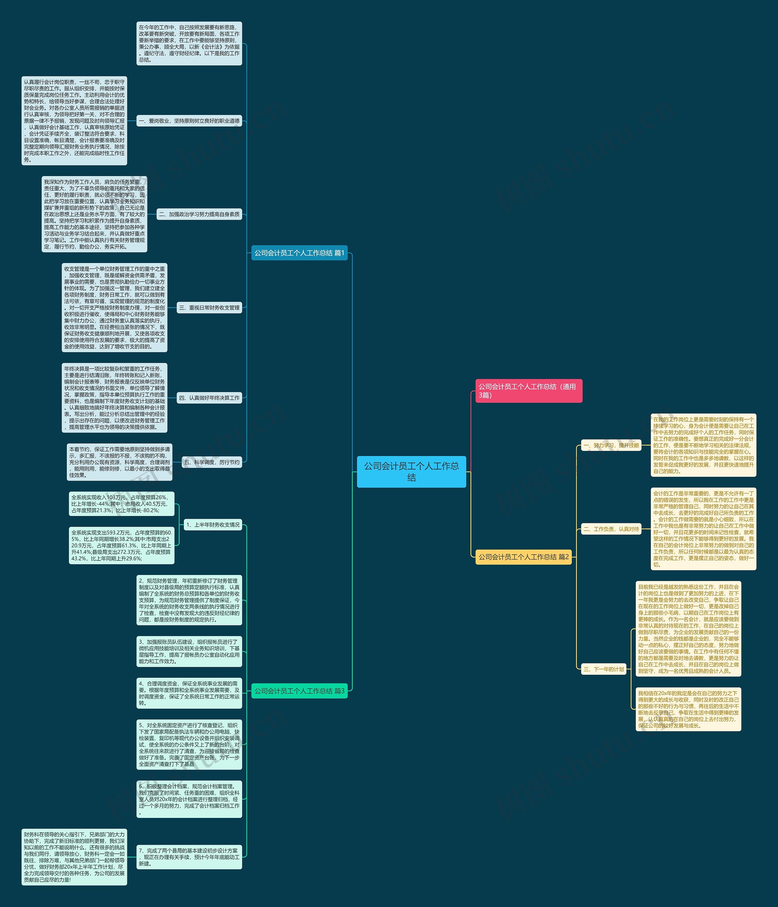 公司会计员工个人工作总结思维导图