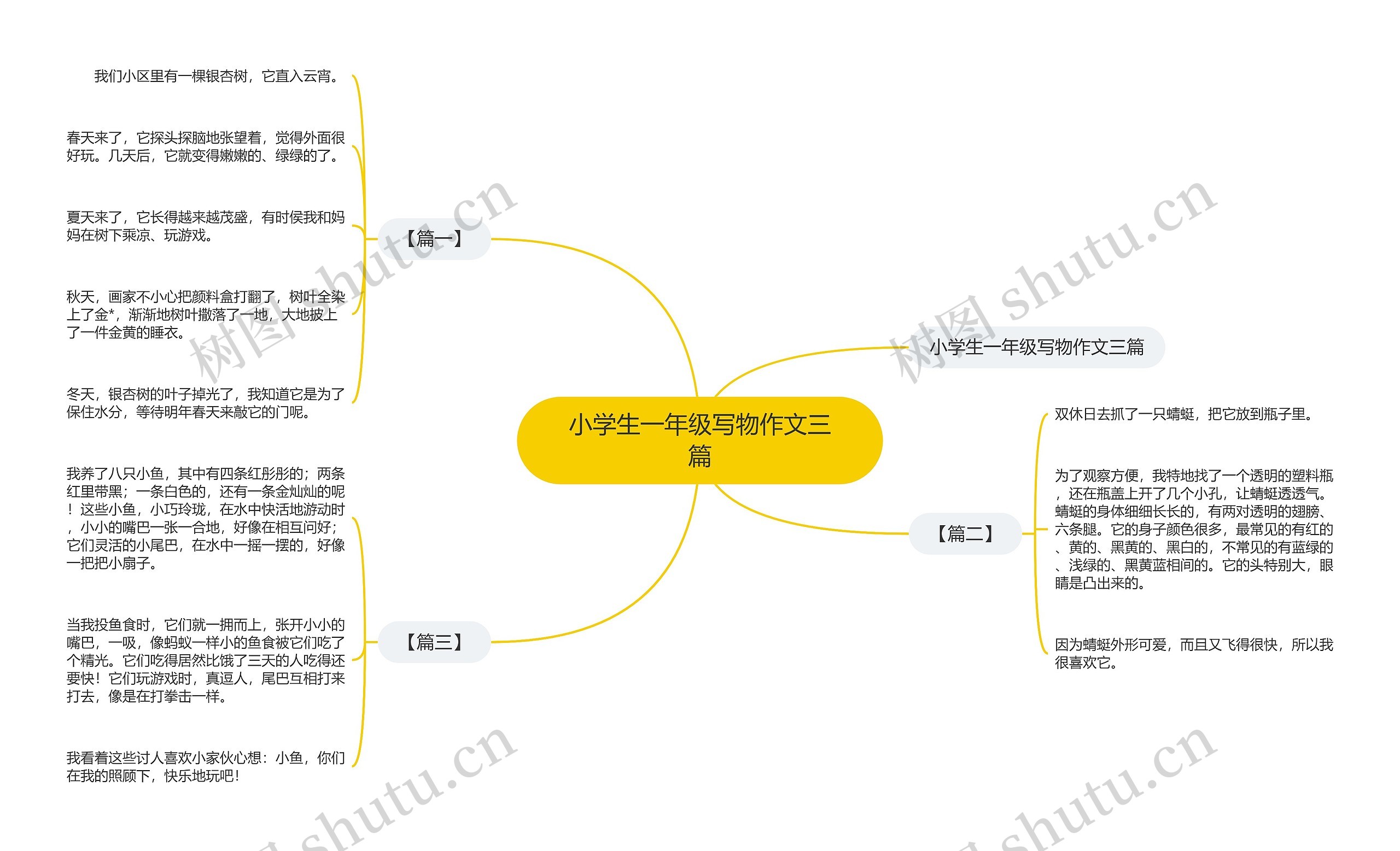 小学生一年级写物作文三篇思维导图