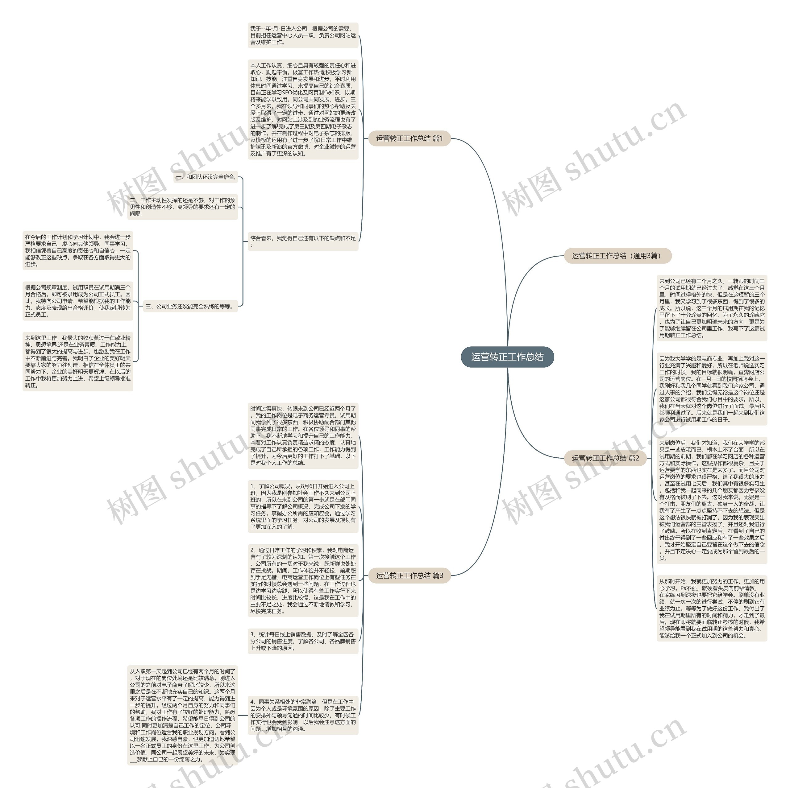 运营转正工作总结思维导图