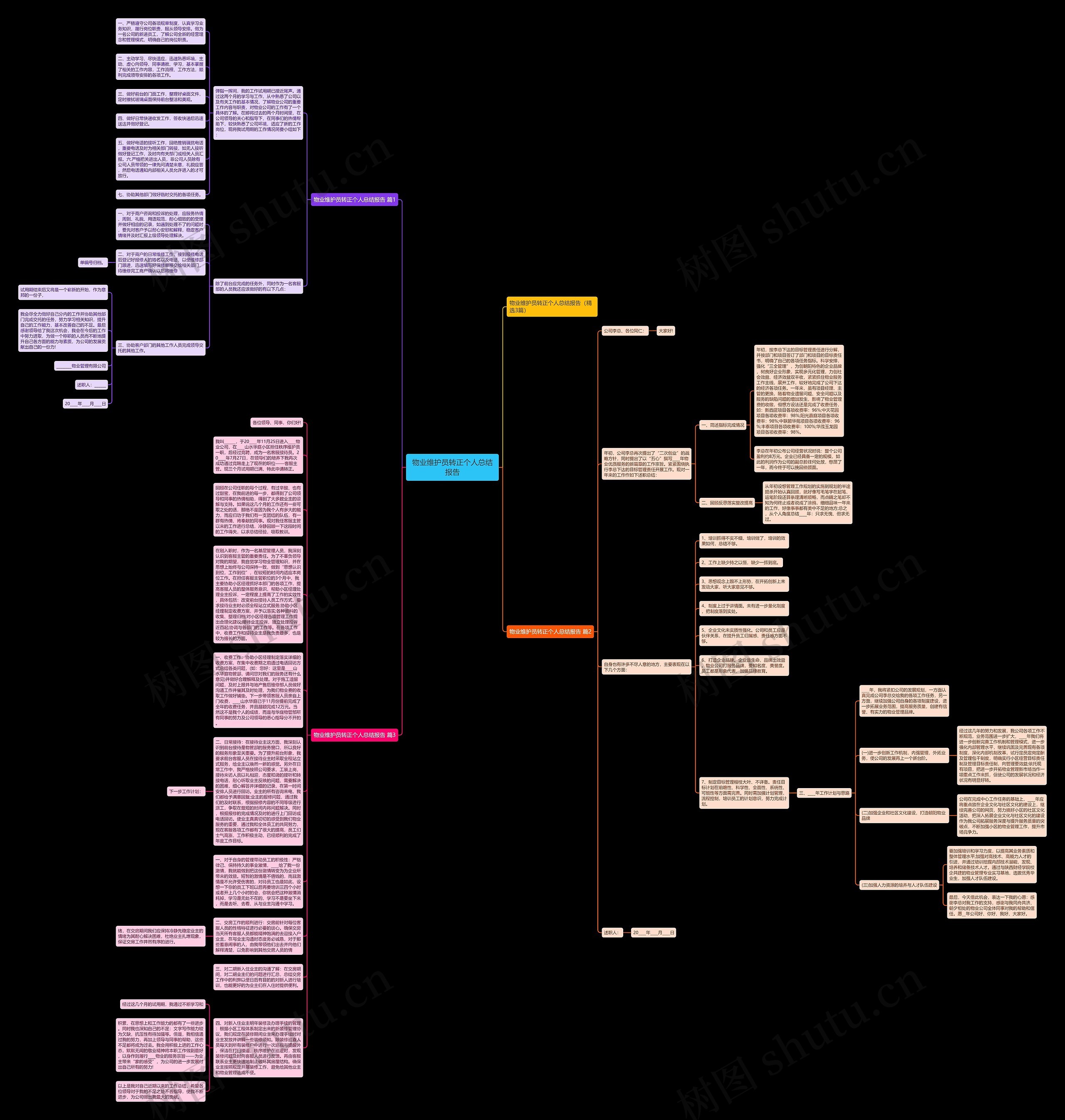 物业维护员转正个人总结报告思维导图