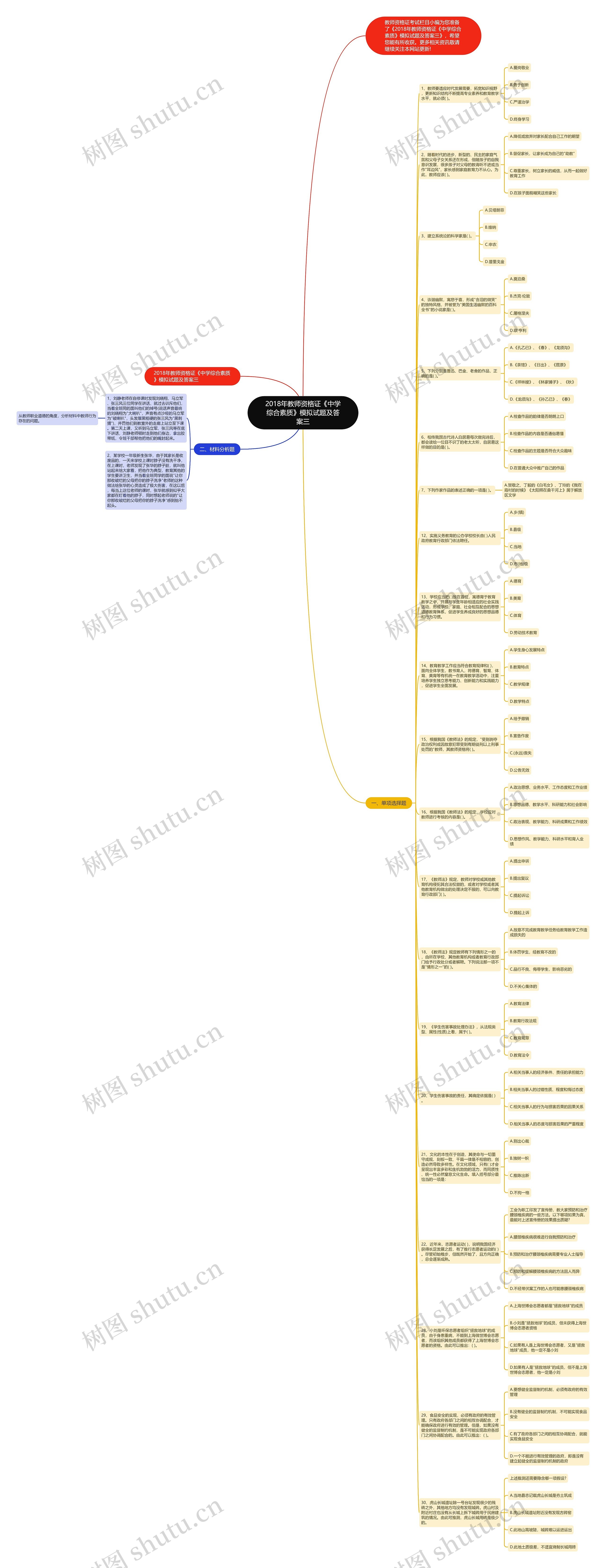 2018年教师资格证《中学综合素质》模拟试题及答案三思维导图