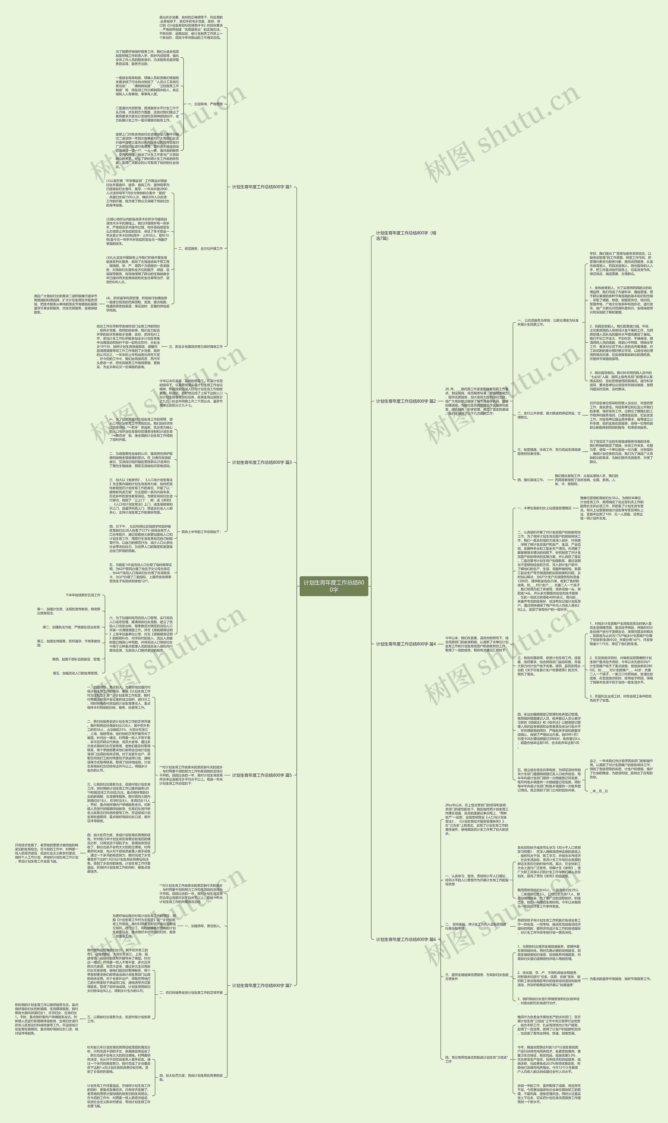 计划生育年度工作总结800字思维导图